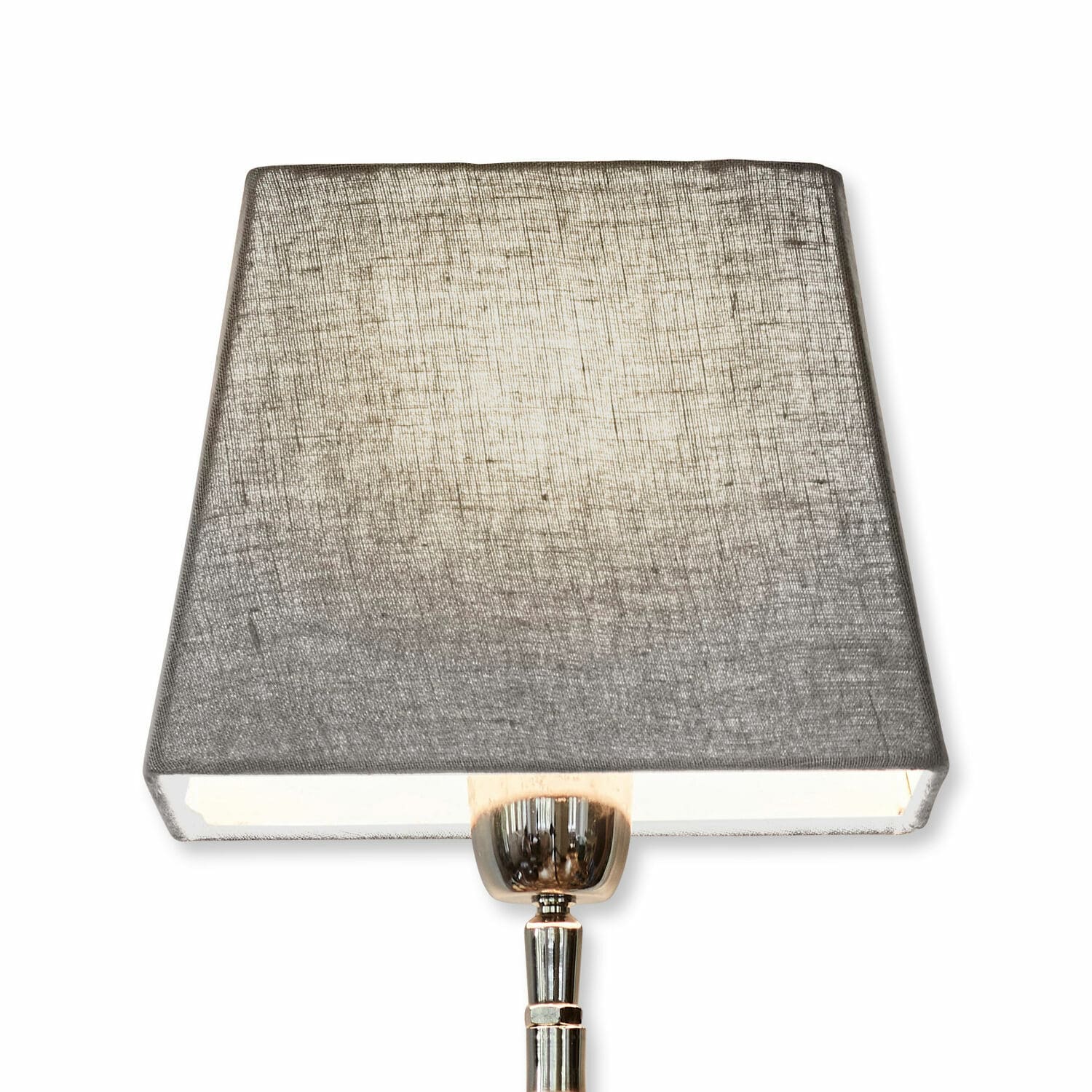 Lampenkap Linderas Tafellamp met metalen voet en grijze stoffen kap, modern design voor sfeerverlichting