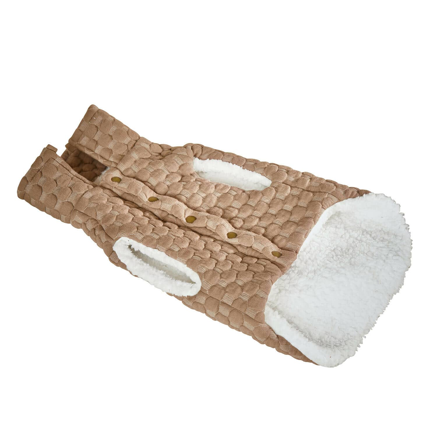 Hondenjas Cranley Beige gewatteerd hondenjasje met zachte witte voering, warme huisdierkleding