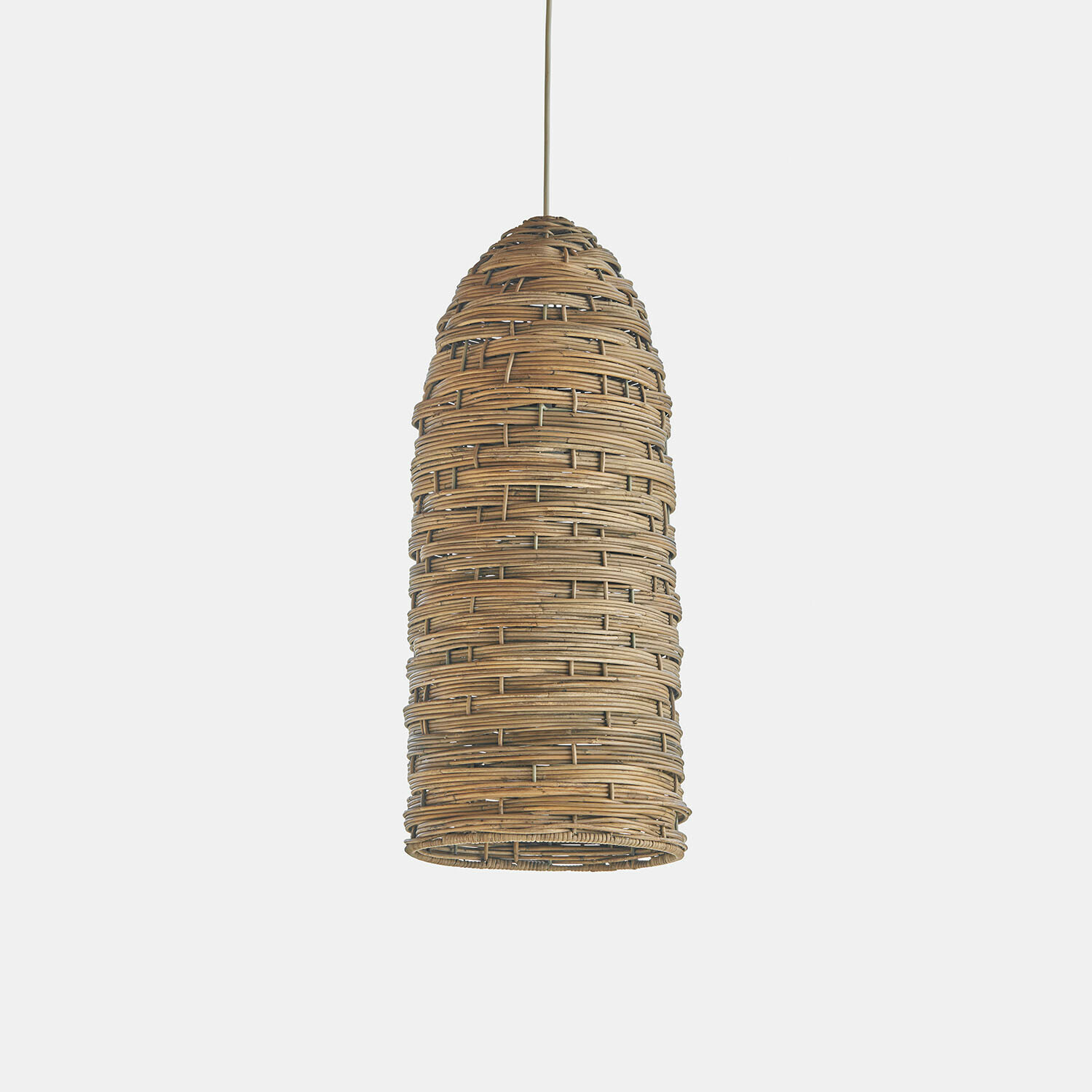 Lampenkap Melari Hanglamp van gevlochten rattan in natuurlijke kleur, stijlvolle binnenverlichting