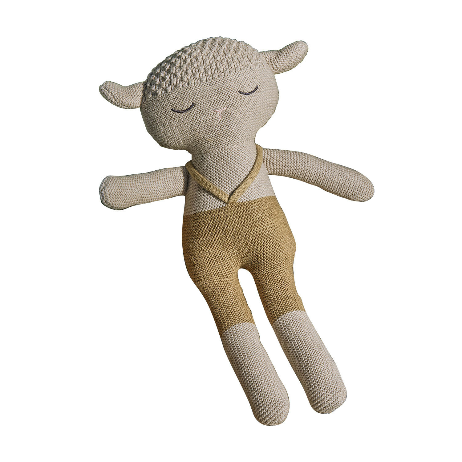 Knuffeltje Cuddlecloud Beige gebreide schapenknuffel, zacht en knuffelbaar, ideaal kinderspeelgoed