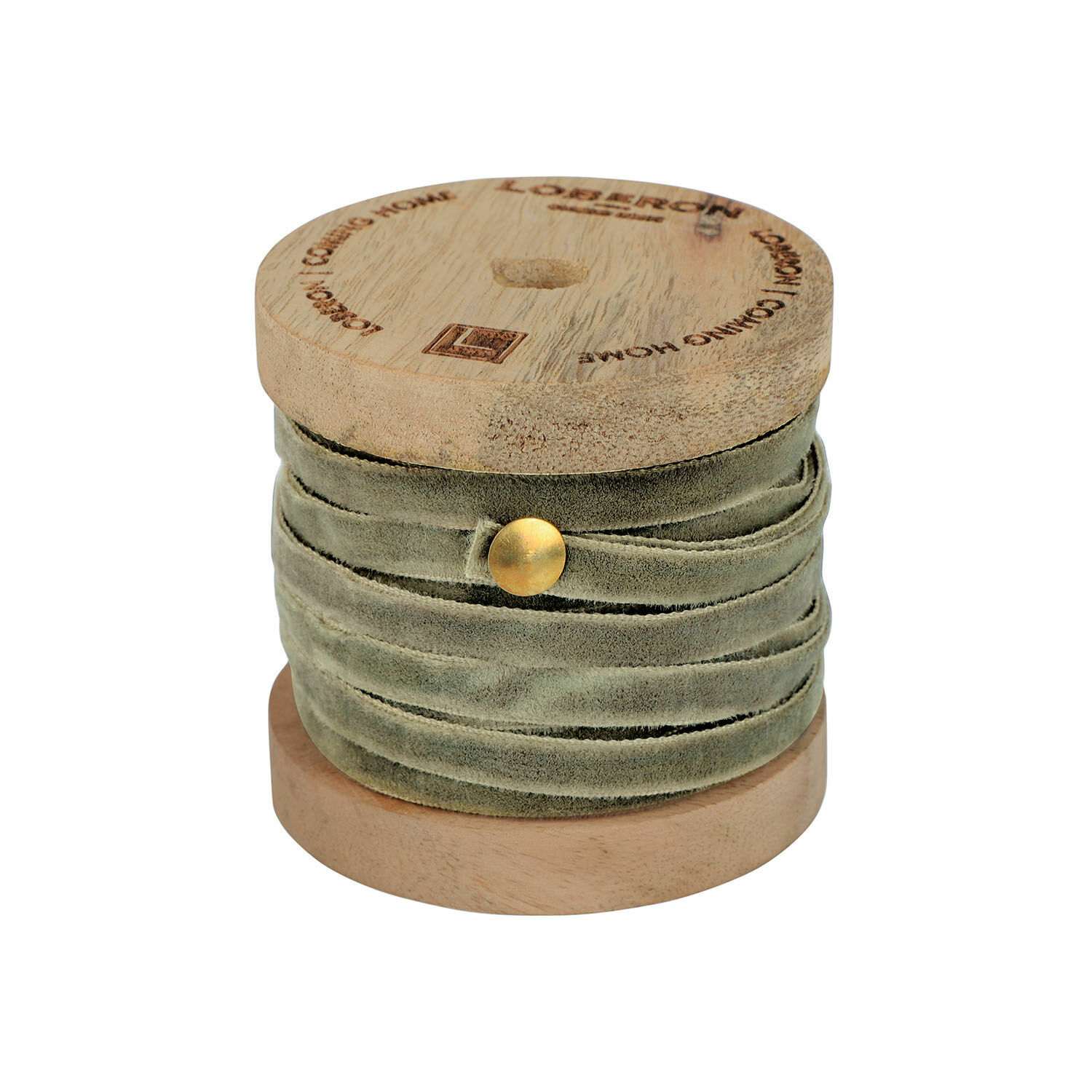 Ruban en velours vert Olessa en bobine en bois pour décoration et artisanat