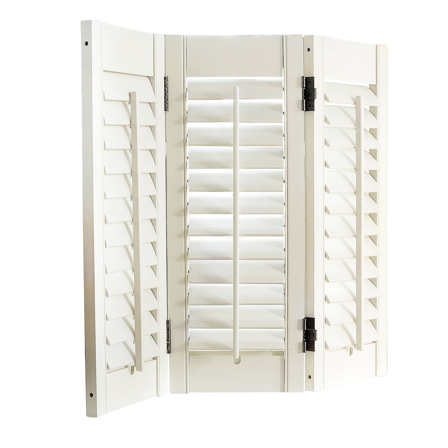 Paravent Ventura Volet pliant en bois blanc à trois panneaux avec lames réglables pour décoration intérieure