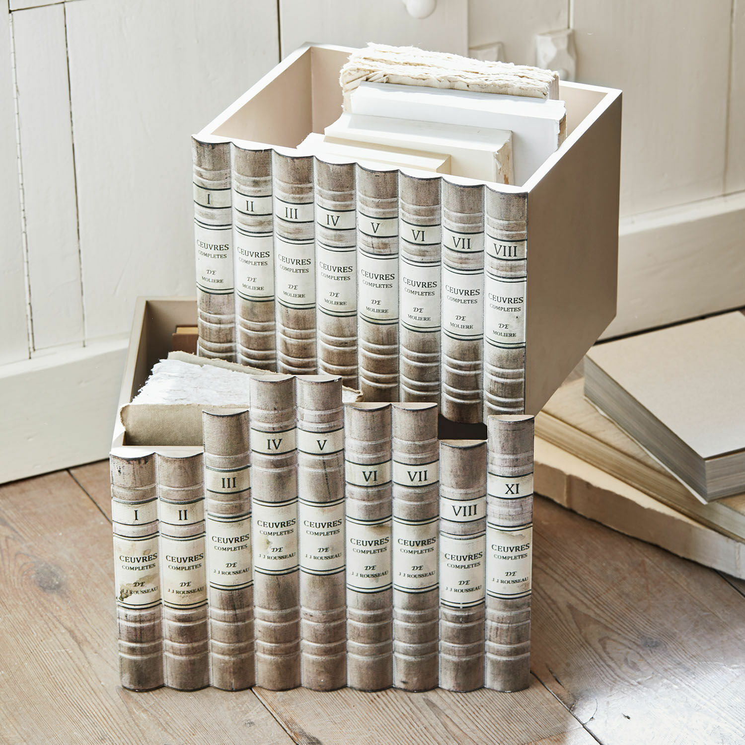 Lot de 2 boîtes Yelivor Boîte de rangement beige imitant des livres anciens, accessoire déco pour intérieur
