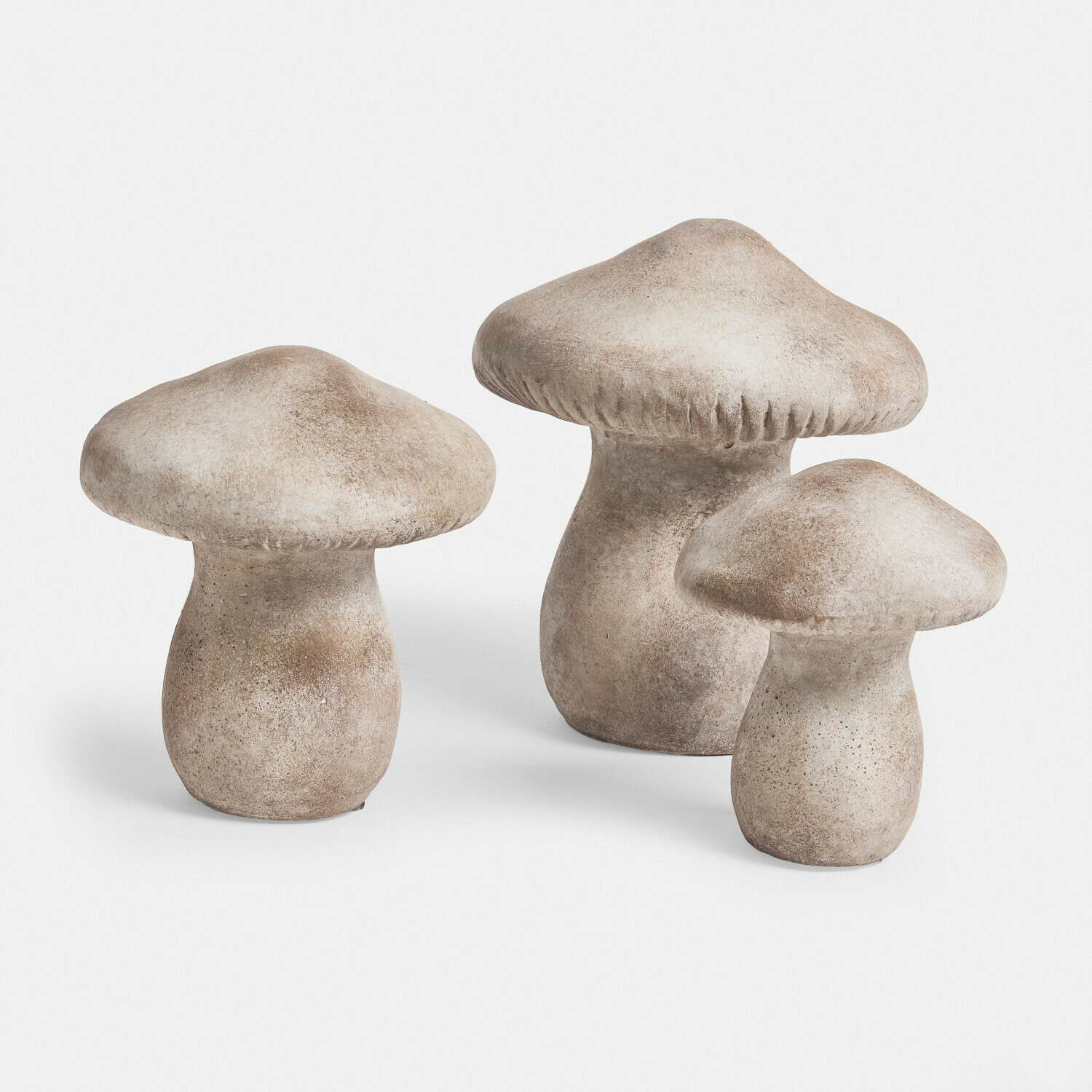 Paddenstoel set van 3 Rynmor Drie decoratieve paddenstoelen van beton in natuurlijke beige kleur voor binnen- en buitendecoratie