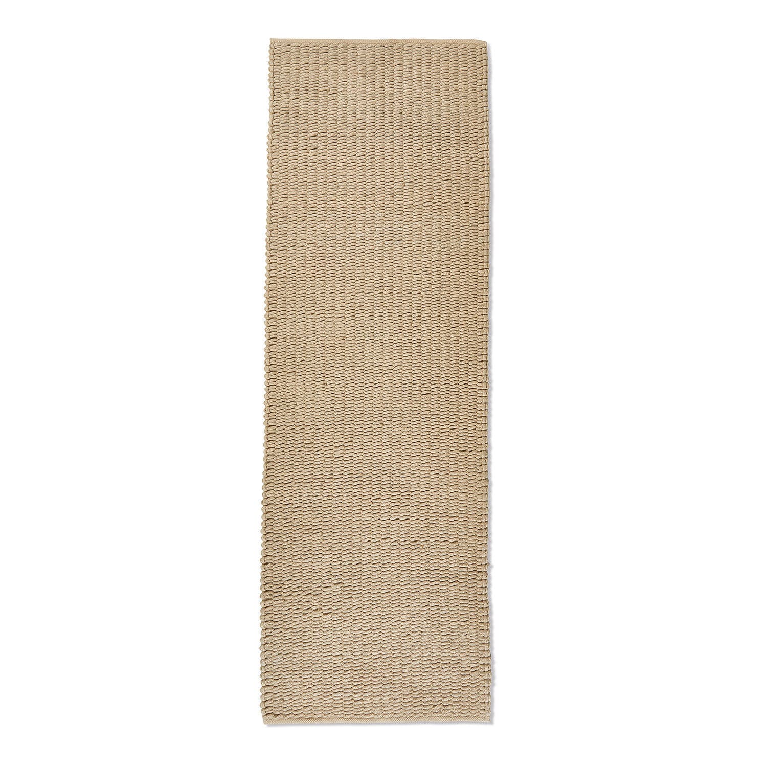 Beige rechthoekig vloerkleed van gevlochten materiaal, geschikt voor interieur en hal