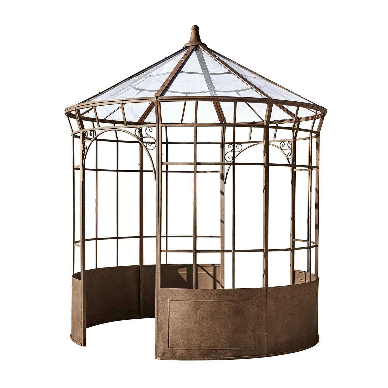 Gloriette Murillo Kiosque de jardin octogonal en métal couleur rouille avec toit transparent, parfait pour extérieur