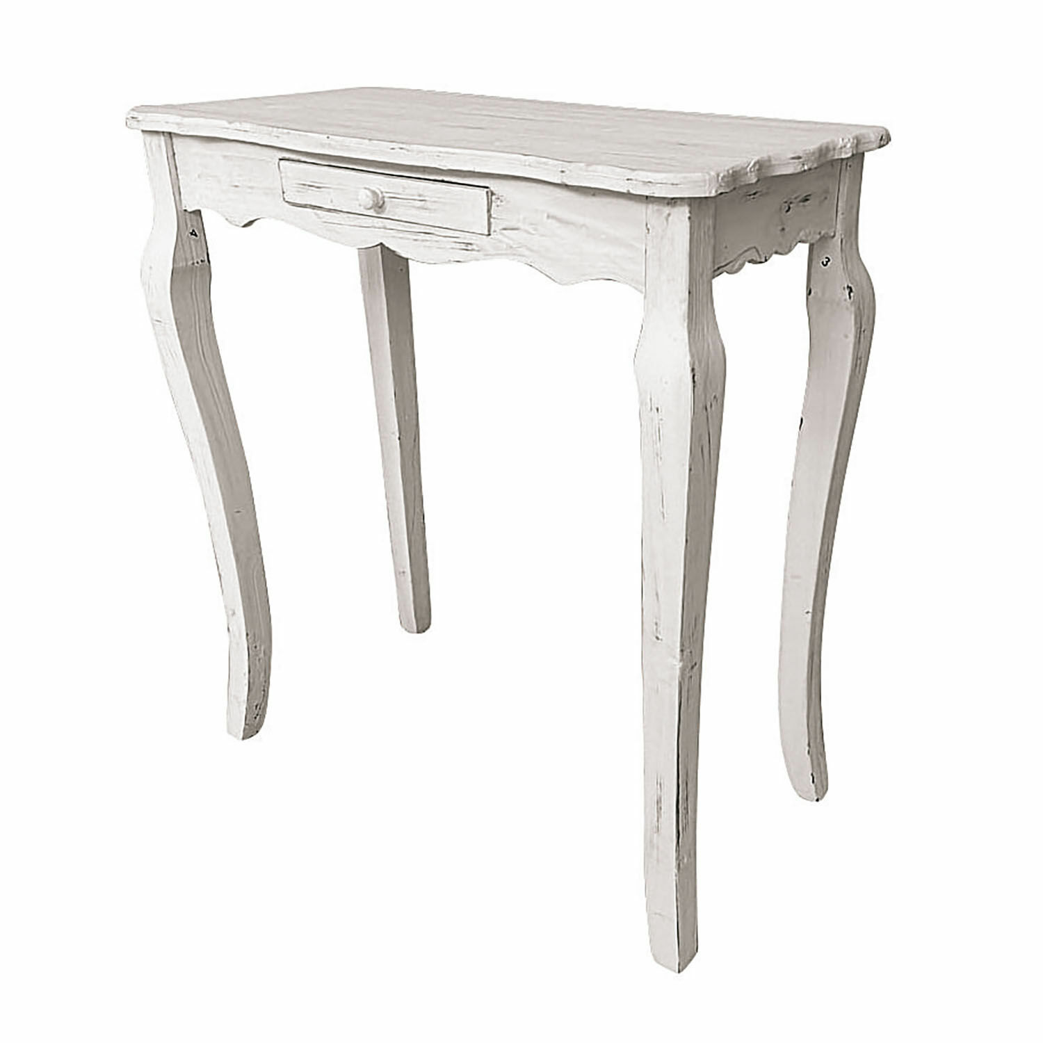 antiekwit Barbey console in antiek wit hout, vintage stijl voor woonkamer of hal