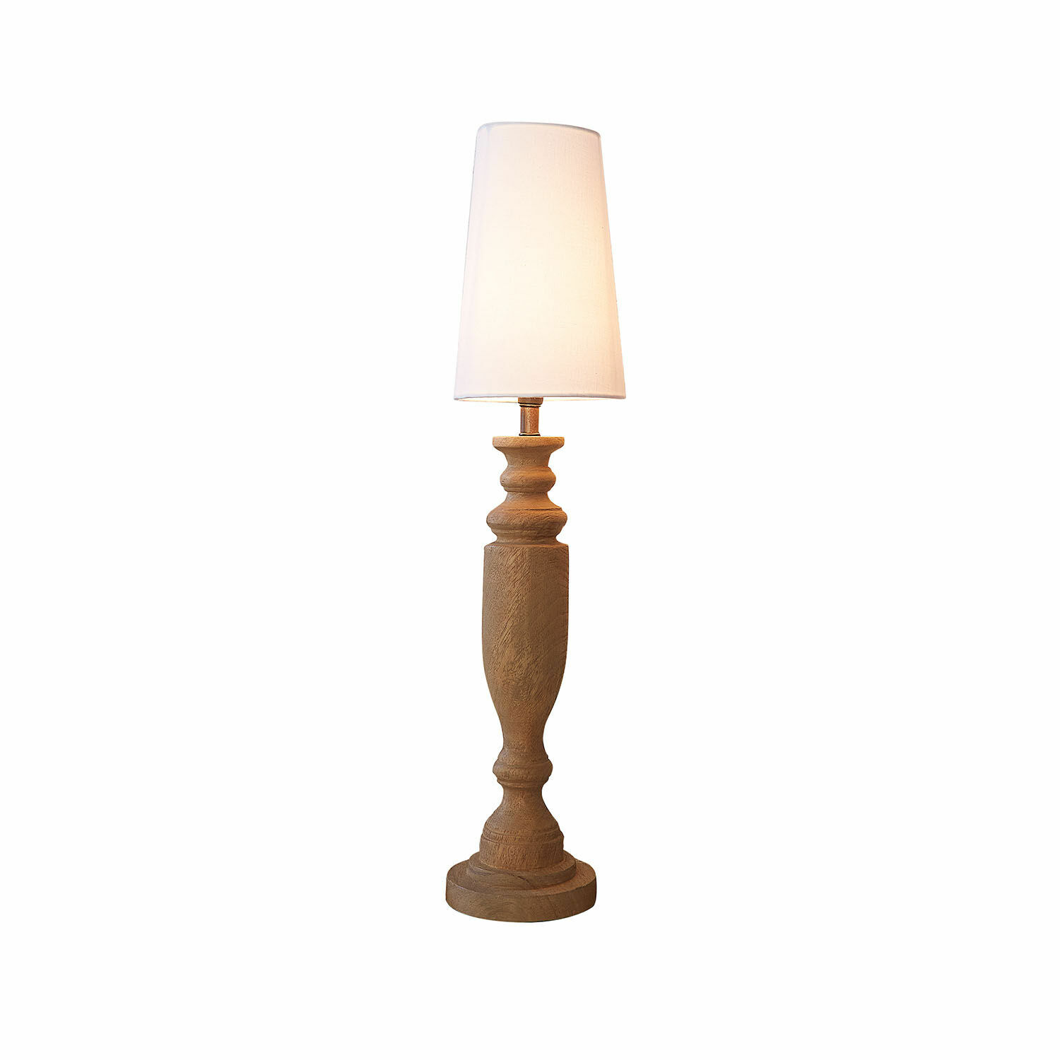 Lampe à poser Ambrevaux Lampe de table avec base en bois et abat-jour blanc, éclairage décoratif pour salon