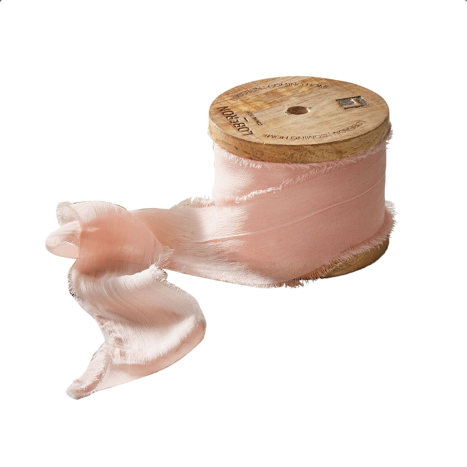 Ruban Lunebrook Ruban rose en tissu délicat enroulé sur une bobine en bois pour décoration et artisanat