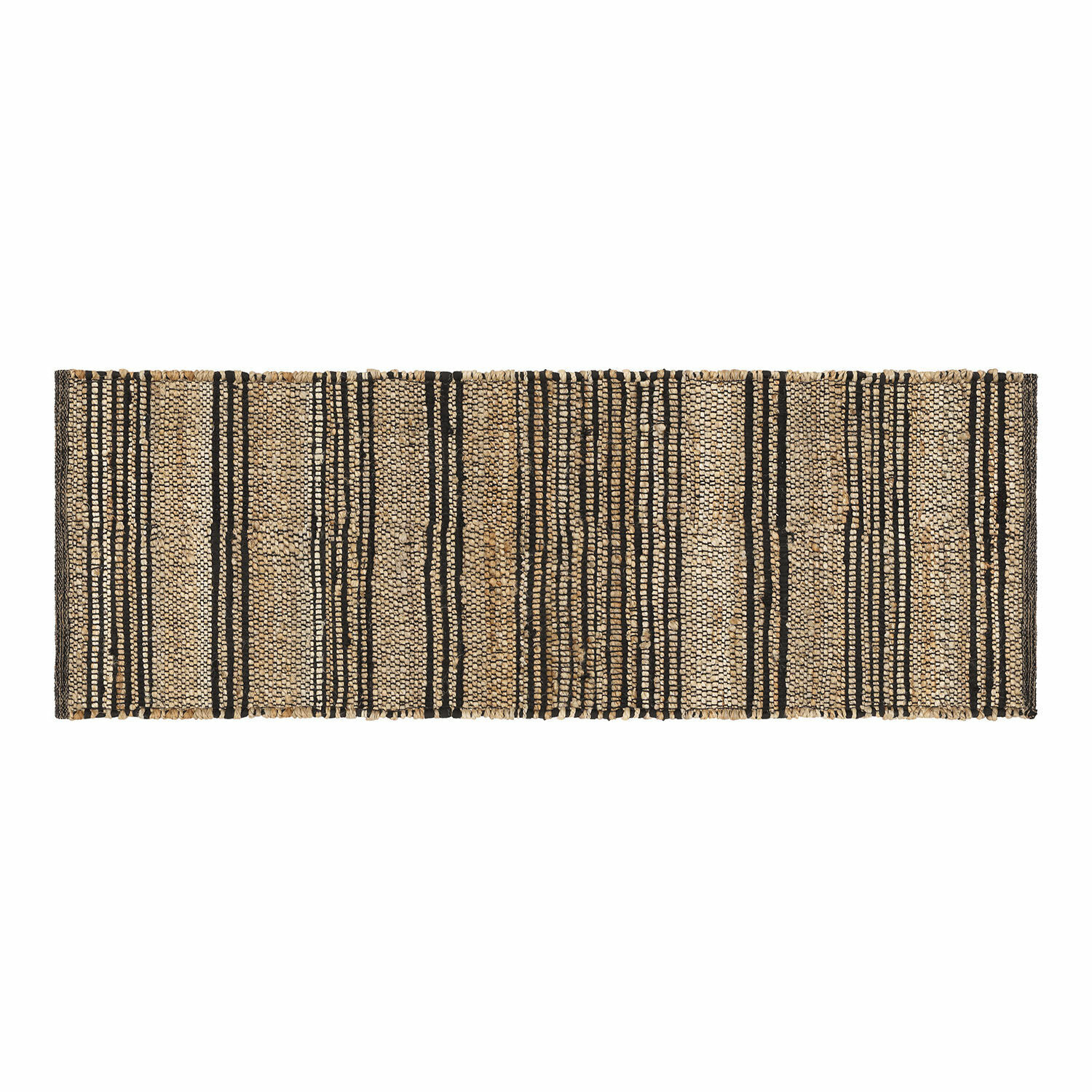 Loper Lantenot Jute vloerkleed in beige met zwarte strepen, natuurlijk materiaal, woondecoratie