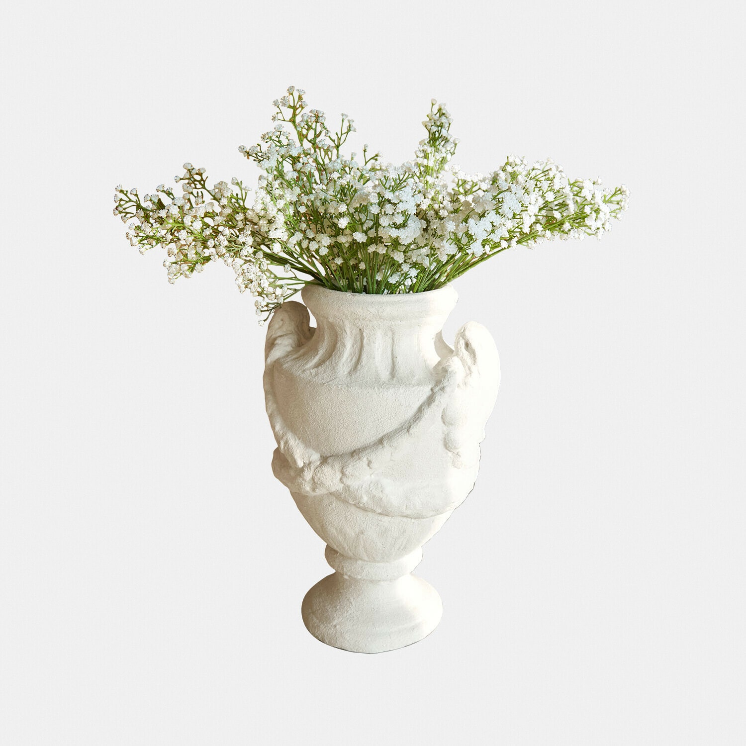 Sierpot Chaverny Witte keramische vaas met decoratief patroon en witte bloemen, elegant decoratief item