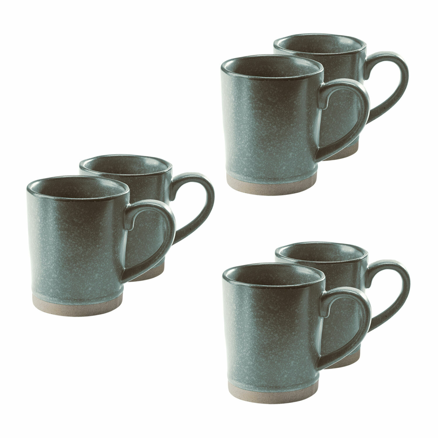 turquoise/bruin Set van 6 Biarritz keramische mokken in turquoise en bruin voor koffie en thee