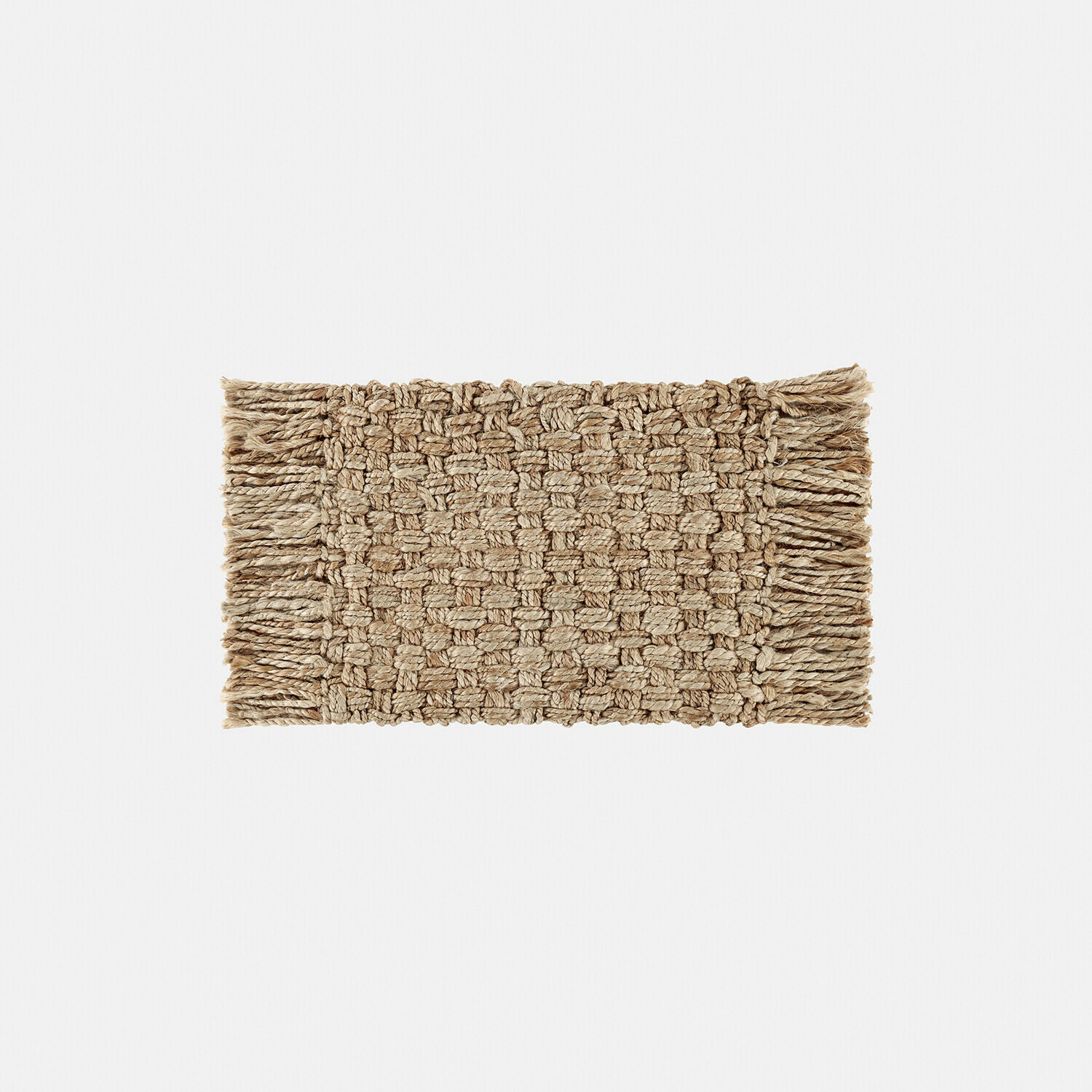 Deurmat Moody Natuurlijke jute vloerkleed in beige met franjes aan de zijkanten, duurzaam en decoratief