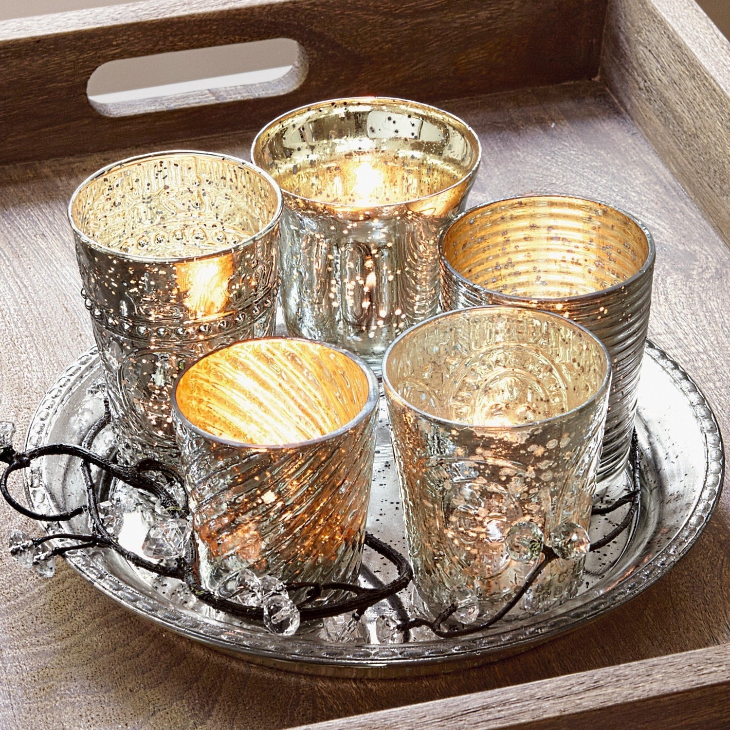Dienblad met windlichten Tilli
