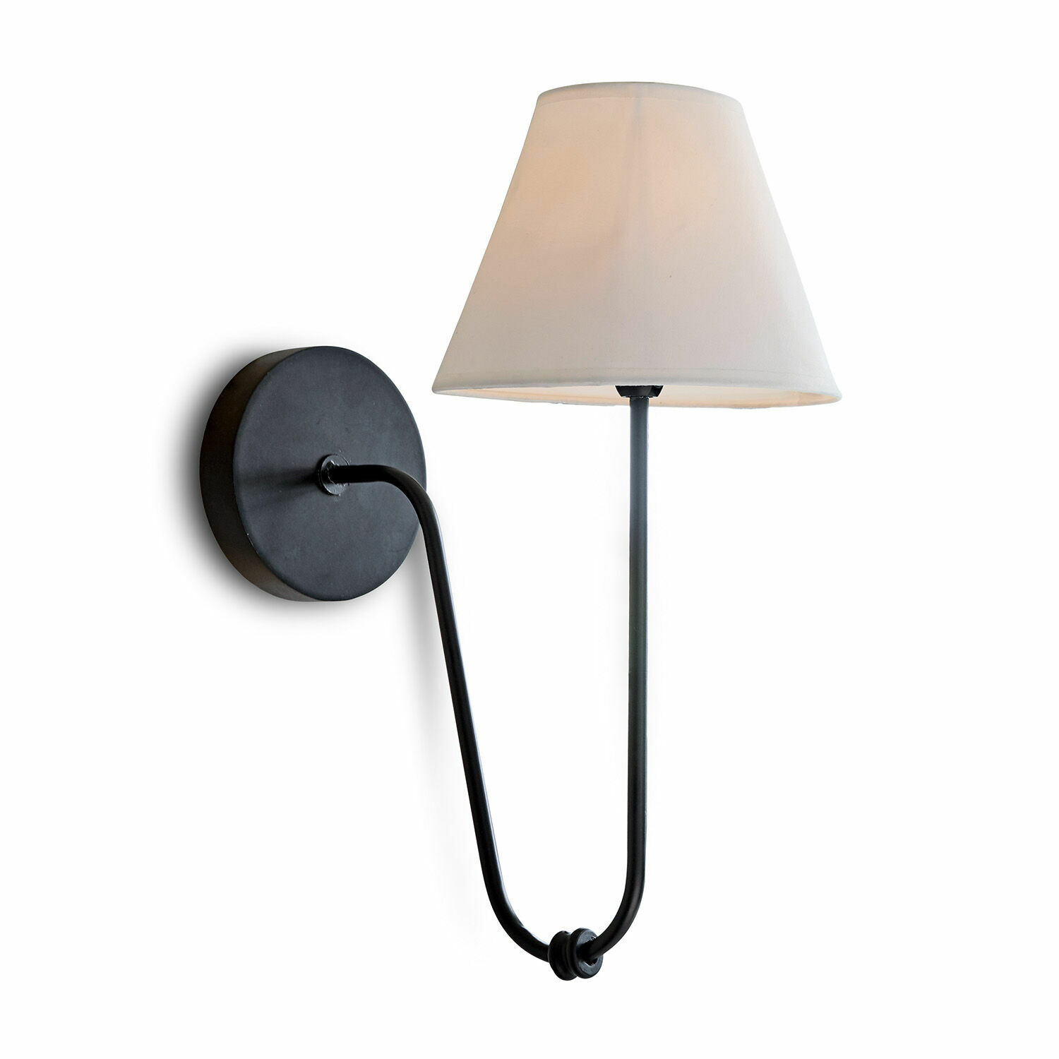 Applique Lustre Applique murale noire en métal avec abat-jour blanc, éclairage moderne pour salon