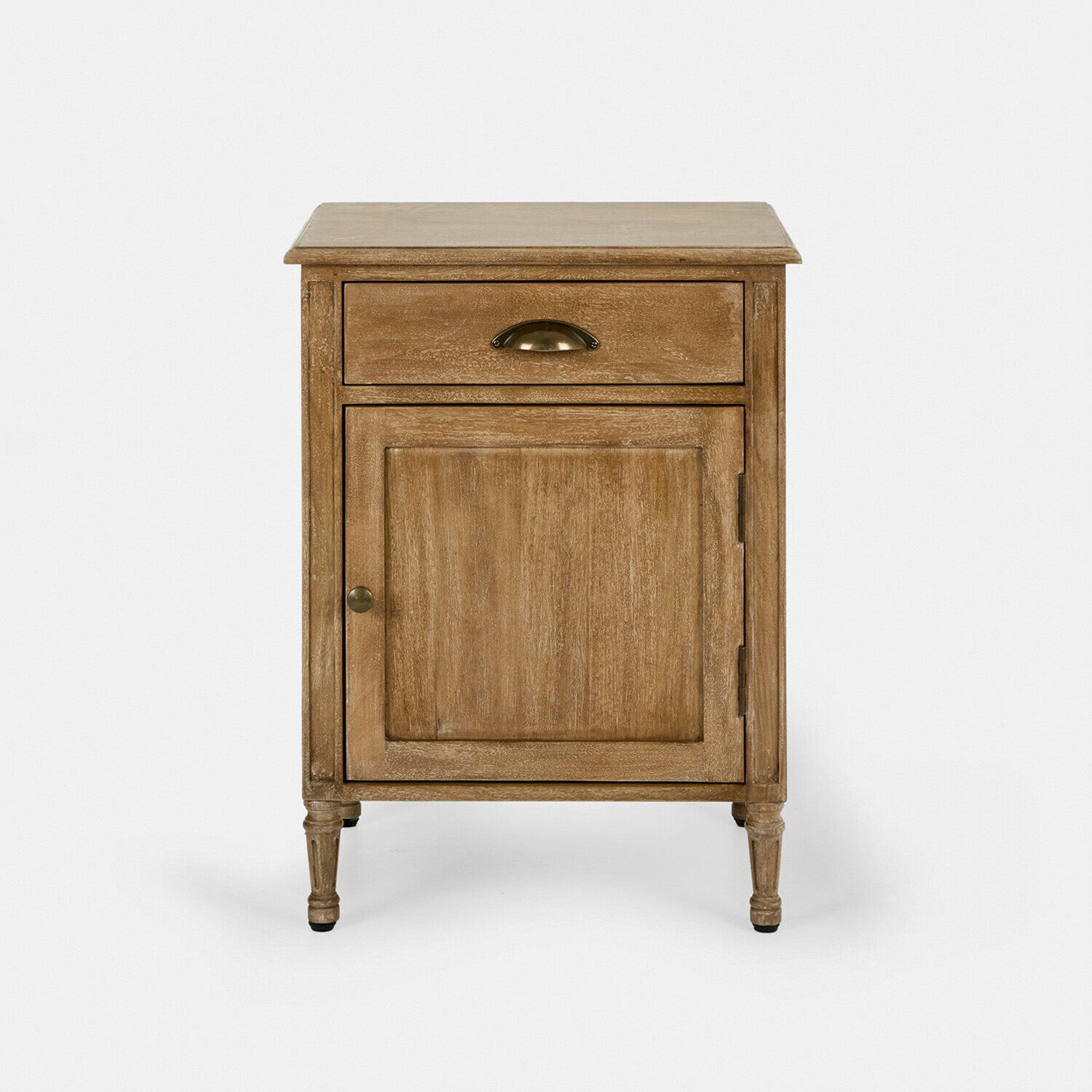 Table de chevet Mirevaux Table de chevet en bois naturel avec tiroir et porte, meuble de rangement pour chambre