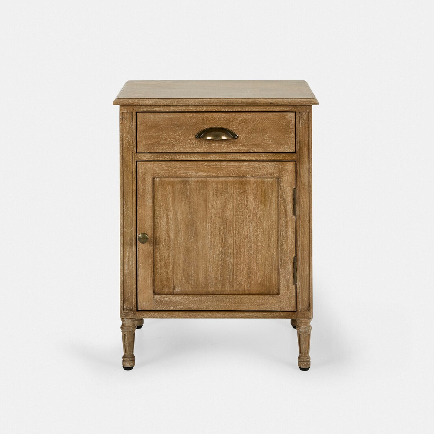Table de chevet Mirevaux Table de chevet en bois naturel avec tiroir et porte, meuble de rangement pour chambre