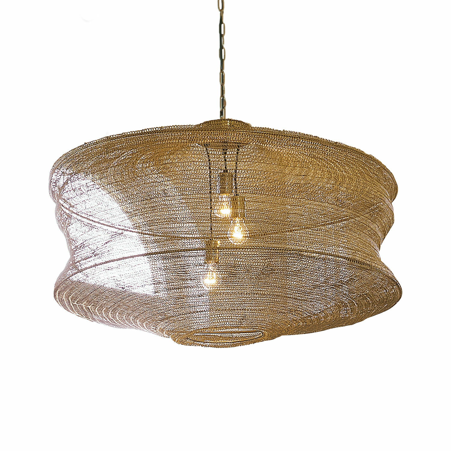 Suspension Valerique dorée en maille métallique, éclairage moderne pour salon et salle à manger