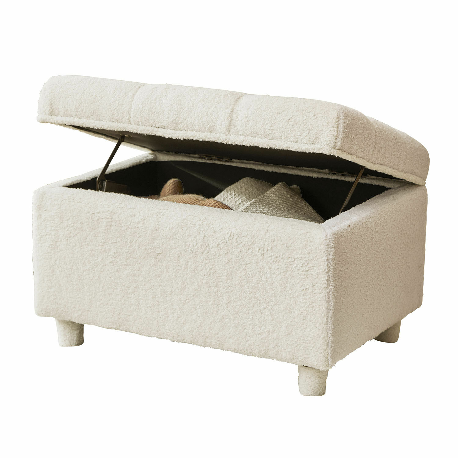 Banquette coffre Ivrielle Pouf en tissu crème doux avec rangement intégré pour couvertures et coussins dans le salon