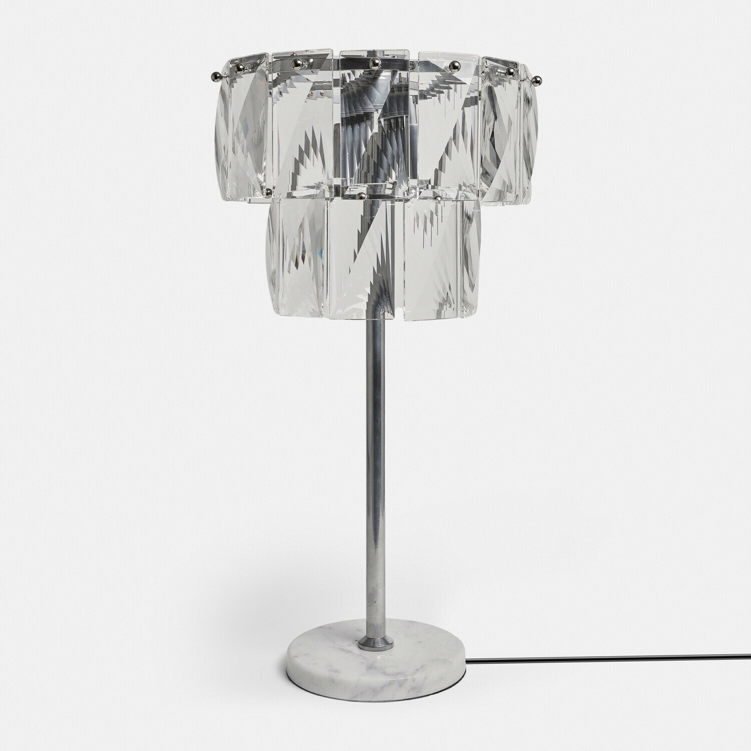 Tafellamp Crystalford Tafellamp van helder glas met marmeren voet, modern design voor stijlvolle woonkamer