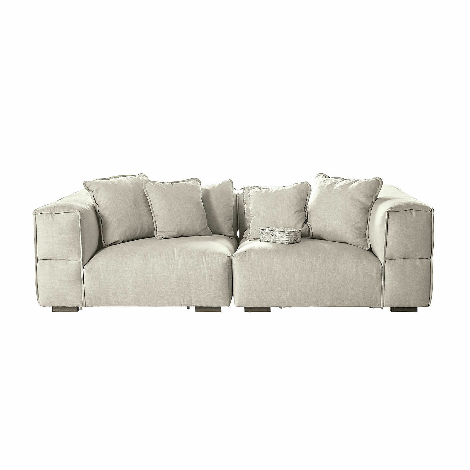 Canapé Gémonville Canapé modulaire beige en tissu avec coussins moelleux, meuble moderne pour salon