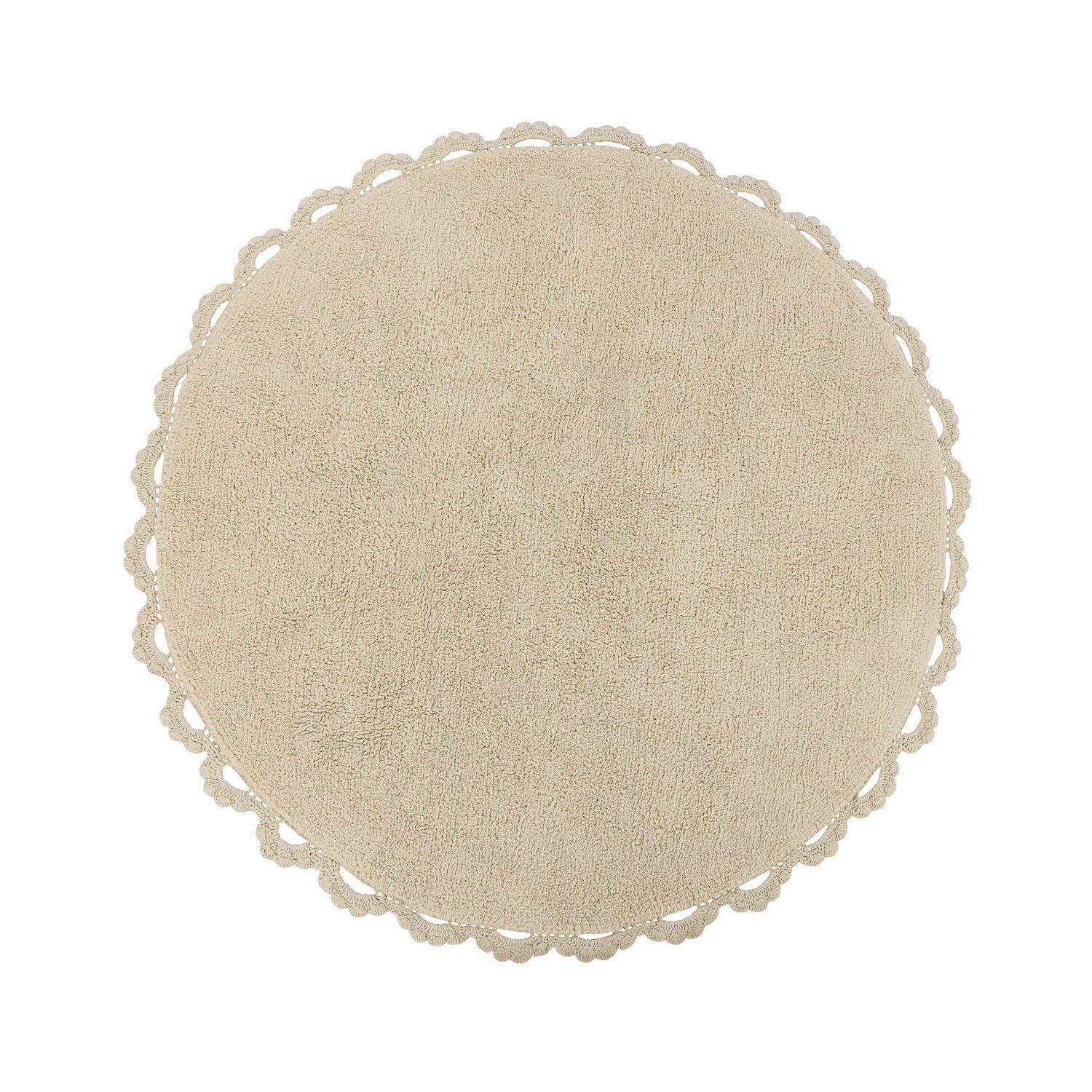 Tapis Arash Tapis rond beige en coton avec bordure en dentelle décorative pour décoration intérieure
