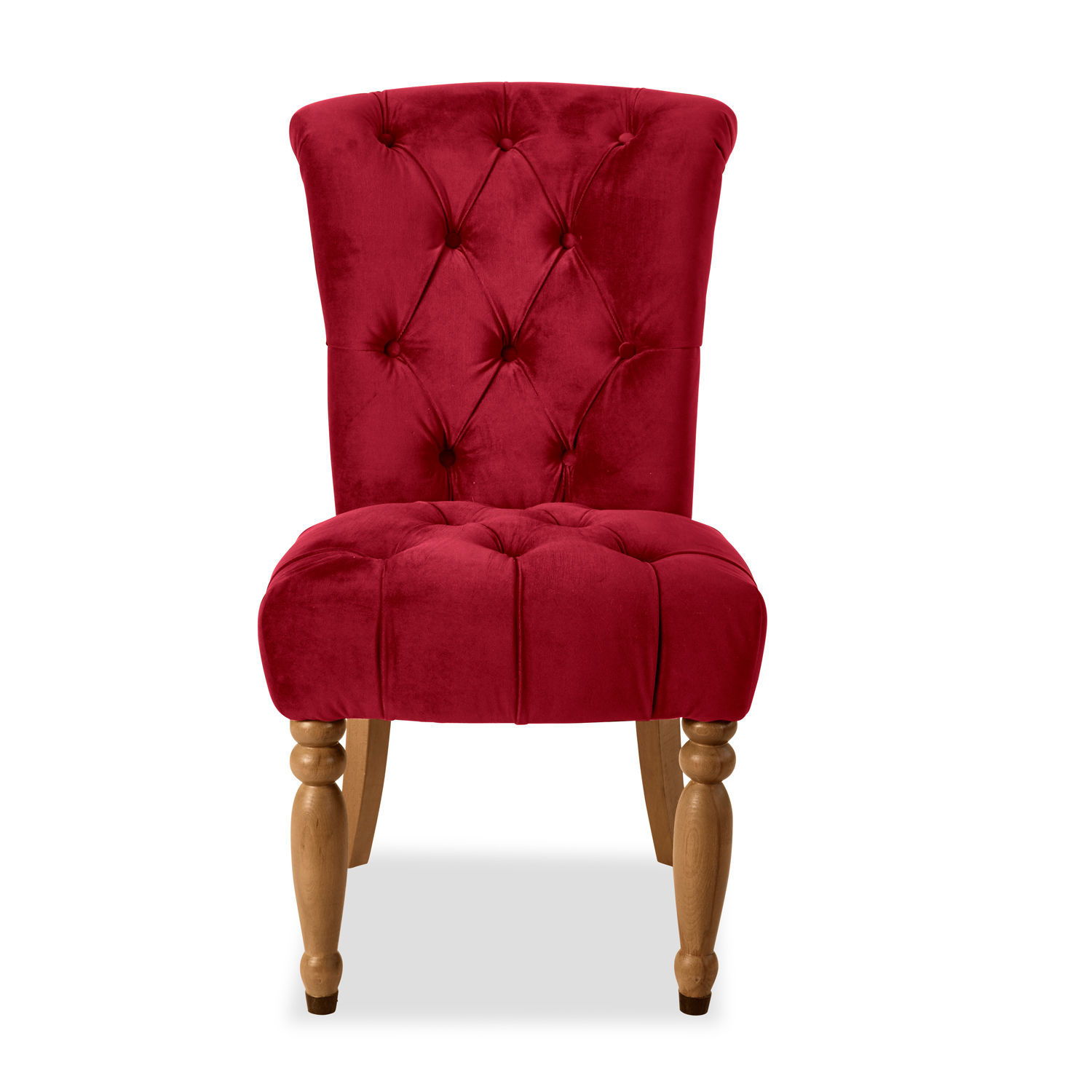 rood Rode Claville stoel met fluwelen bekleding en houten poten, stijlvolle eetkamerstoel