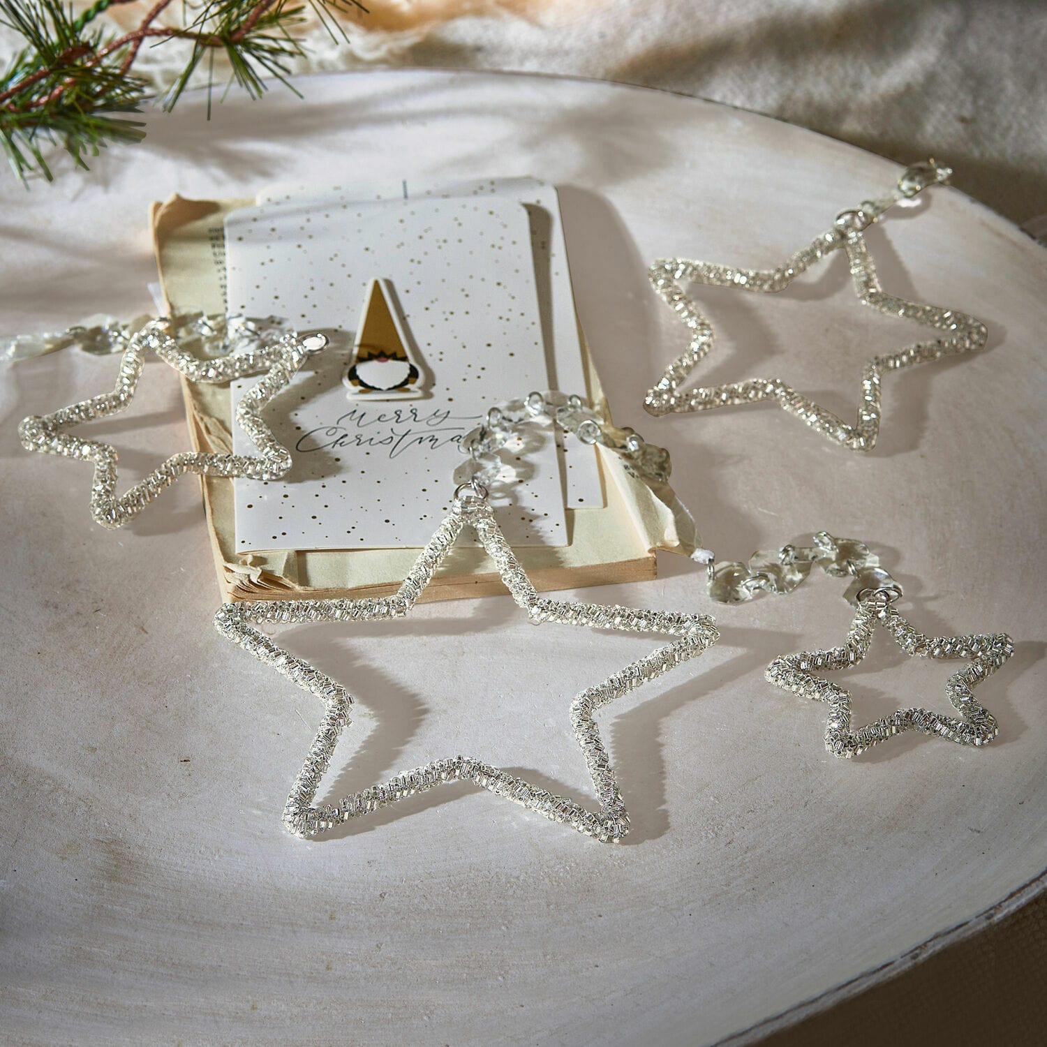 Hanger set van 4 Manilo Decoratieve glazen sterrenketting voor feestelijke kersttafel, sfeervolle kerstversiering