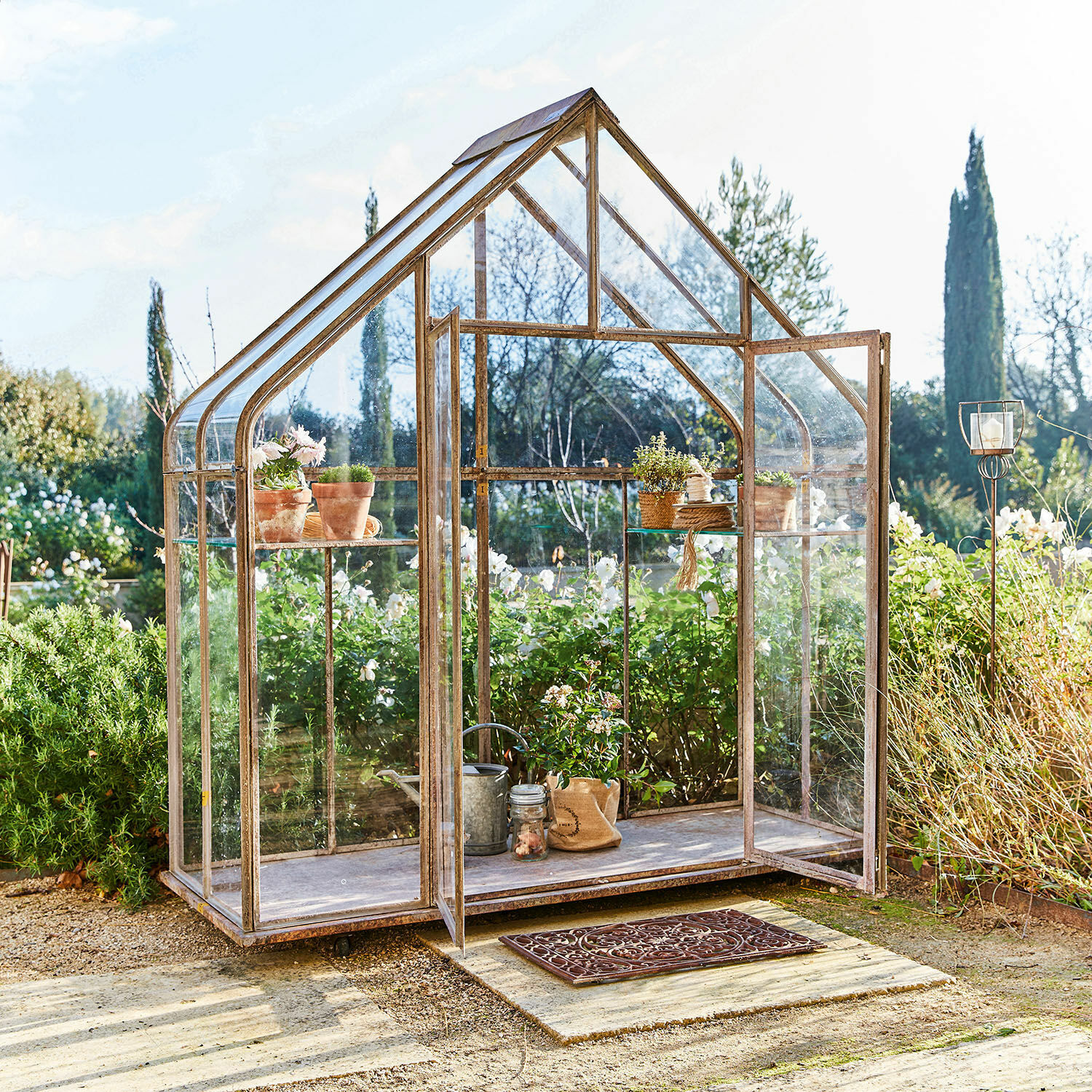 Plantenkas Belfaux Tuinserre met vintage metalen frame en glas, perfect voor het kweken van planten en kruiden