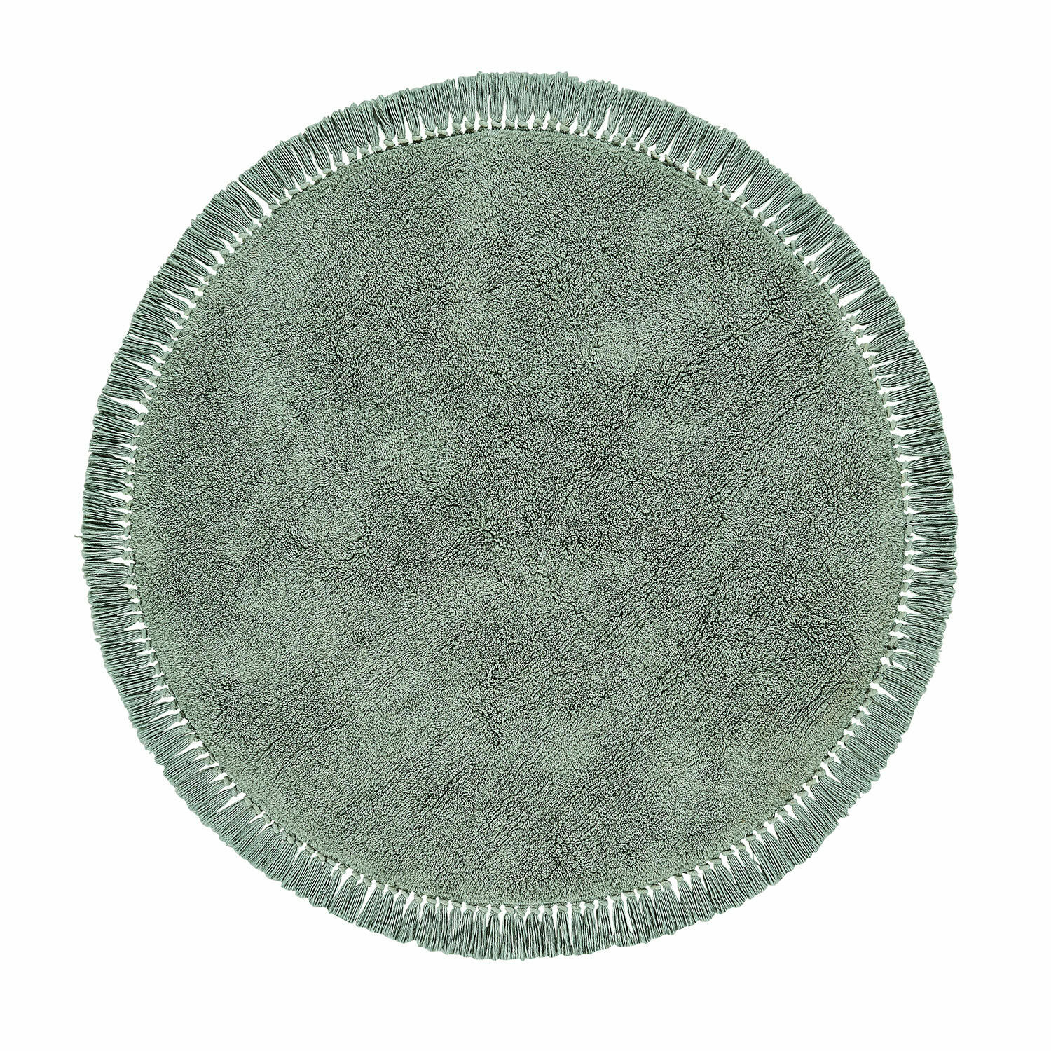 Vloerkleed Ivalex Ronde groene vloerkleed van zacht materiaal met franjes aan de randen, interieurdecoratie