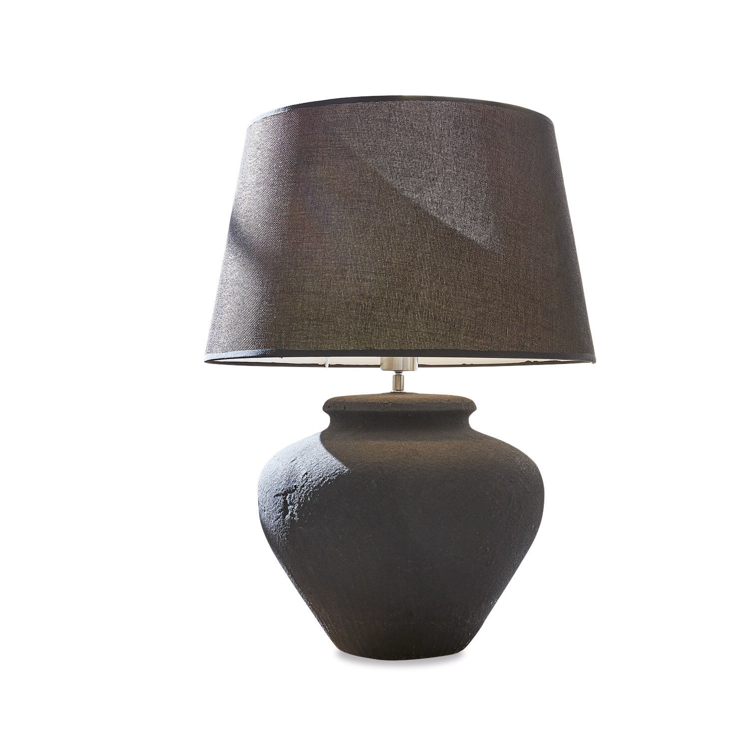 Tafellamp Bandol Zwarte tafellamp met stoffen kap en keramische voet, modern design voor woonkamer