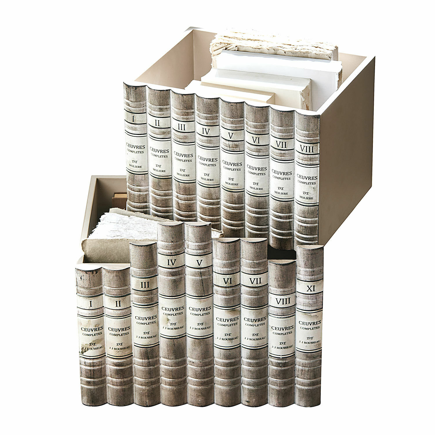 Lot de 2 boîtes Yelivor Ensemble de livres décoratifs en tissu beige pour décoration intérieure élégante