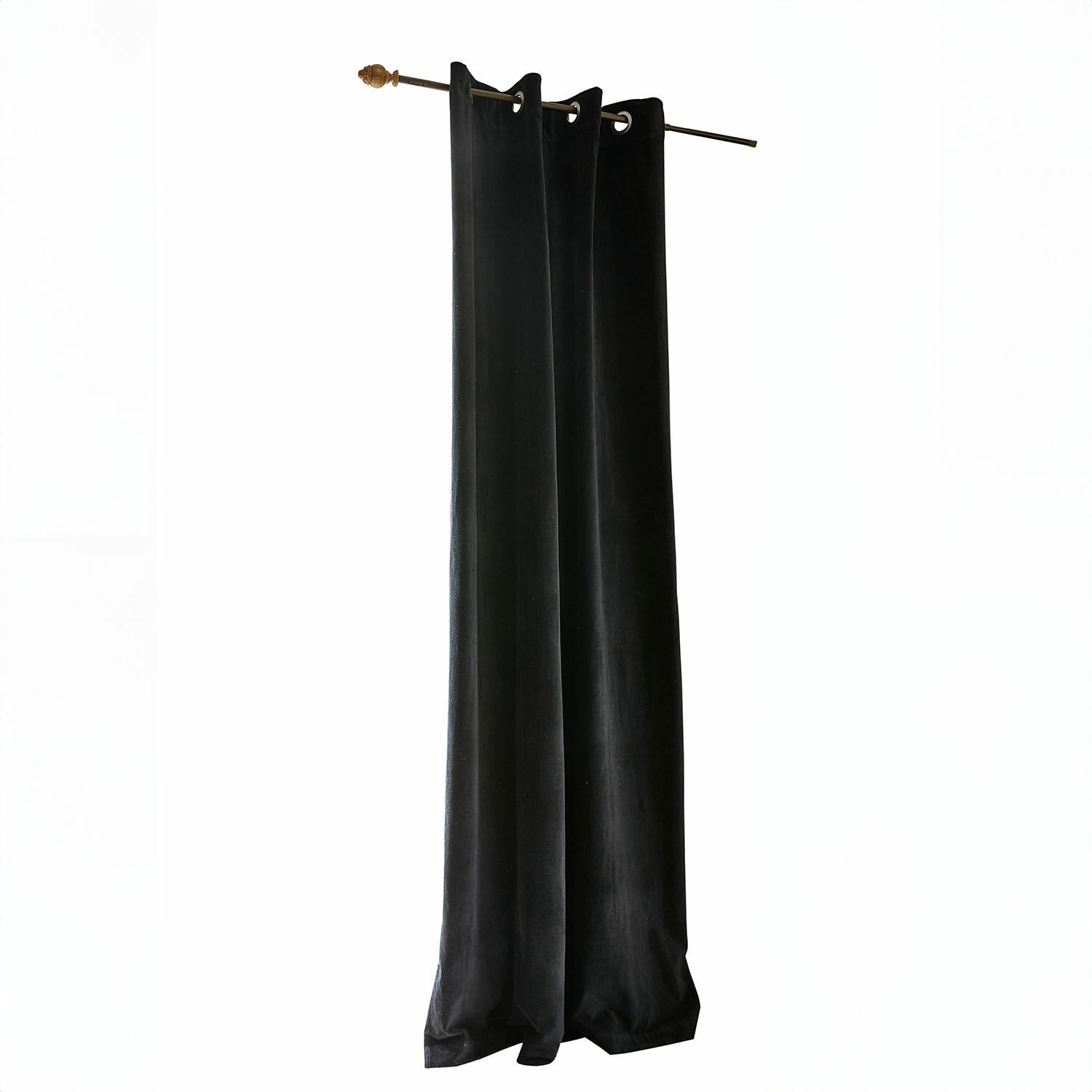 Rideau Miko Rideau noir en velours avec œillets métalliques sur tringle, décoration de fenêtre élégante