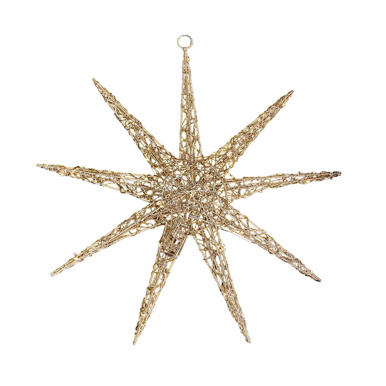 Décoration étoile dorée en fil métallique à suspendre, ornement de Noël pour intérieur