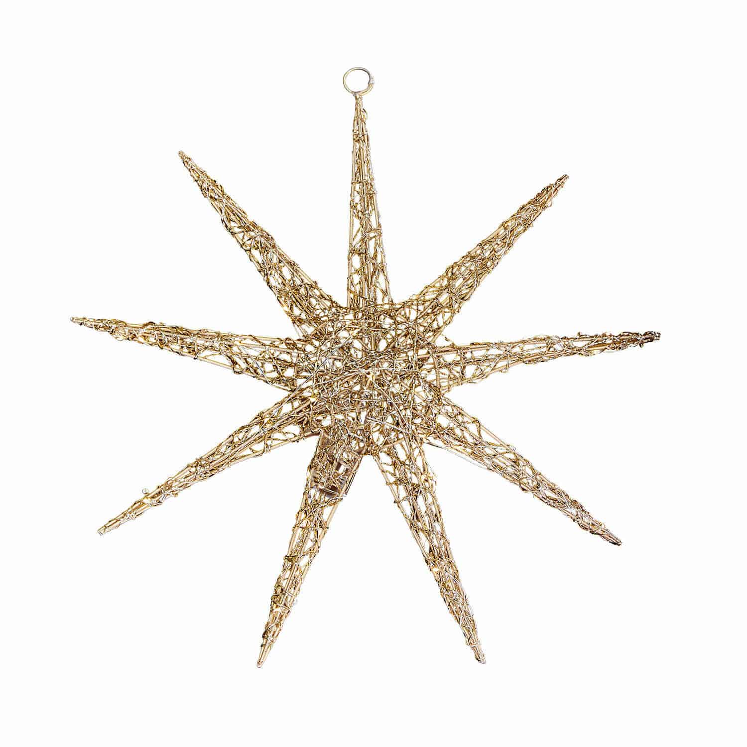 Ledkerstster Olérico Gouden draadster om op te hangen, feestelijke kerstdecoratie voor binnen
