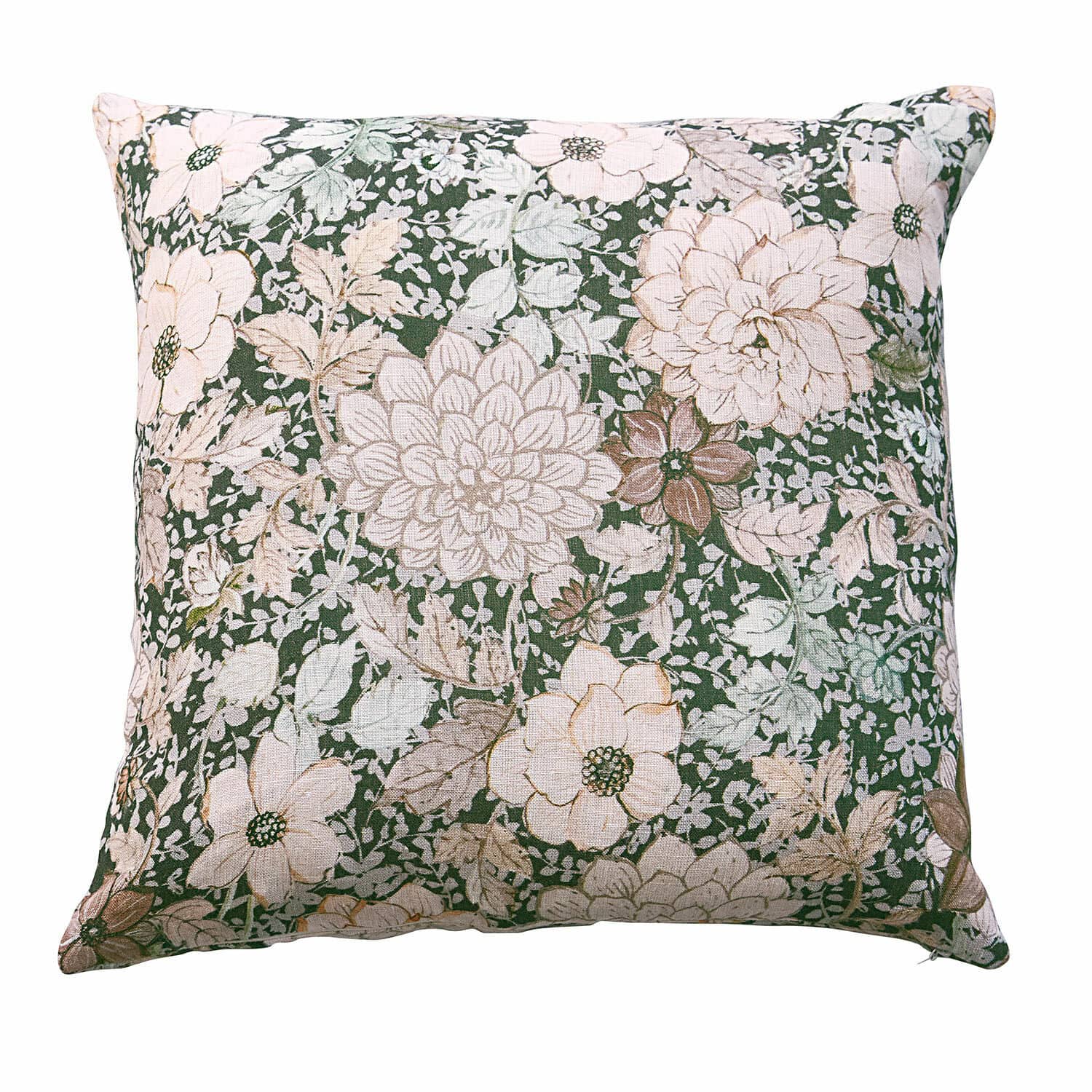Kussenhoes Cappellina Decoratief katoenen kussen met groen-beige bloemenpatroon voor woonkamer en slaapkamer