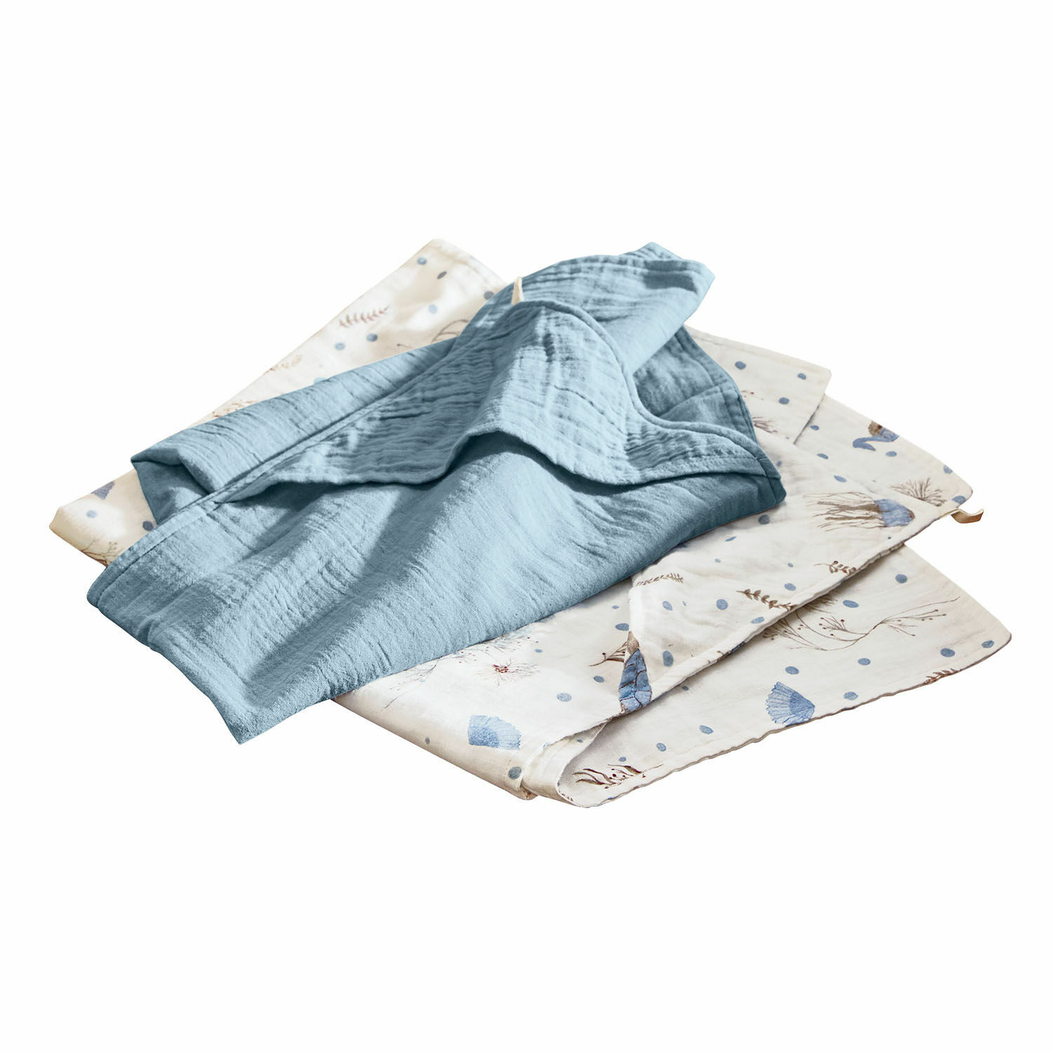 Badcape set van 2 Tinkertop Set zachte katoenen doeken in blauw en crème met maritieme print voor thuisgebruik