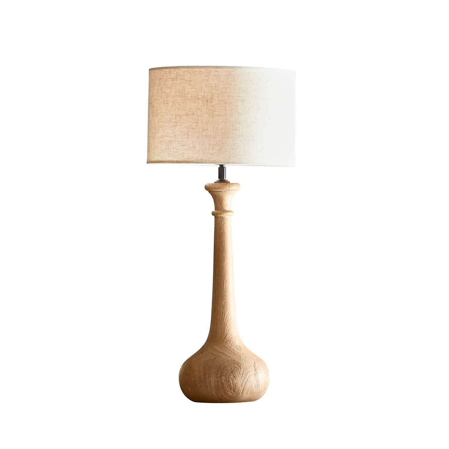 Lampe à poser Andrées Lampe de table avec base en bois clair et abat-jour beige, éclairage décoratif intérieur