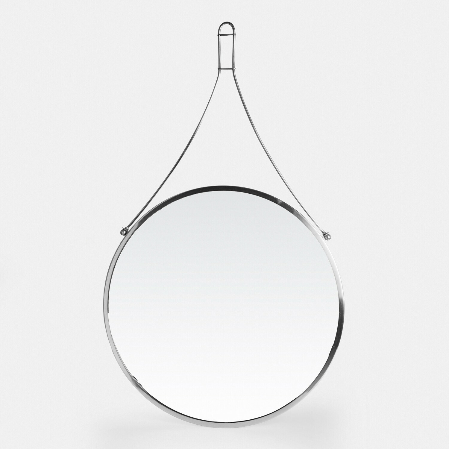 Miroir Célivaux Miroir rond suspendu avec cadre métallique argenté, idéal pour la décoration murale moderne