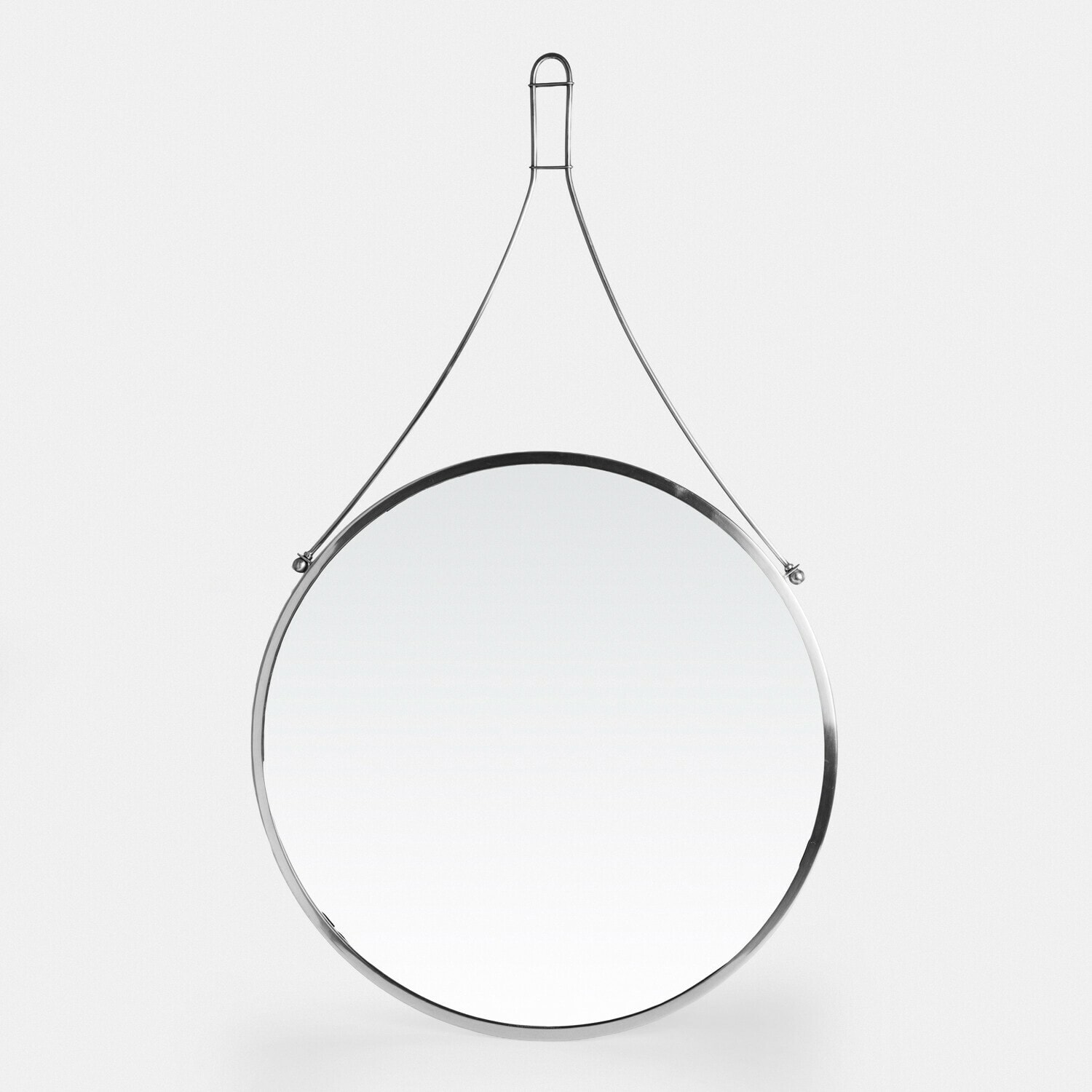 Miroir Célivaux Miroir rond suspendu avec cadre métallique argenté, idéal pour la décoration murale moderne