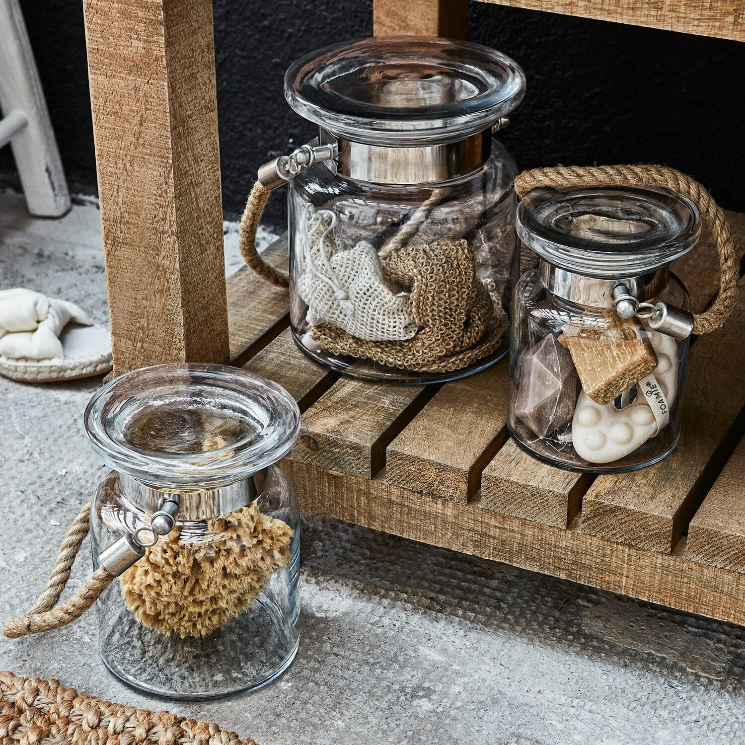 Lot de 3 pots en verre Kelso