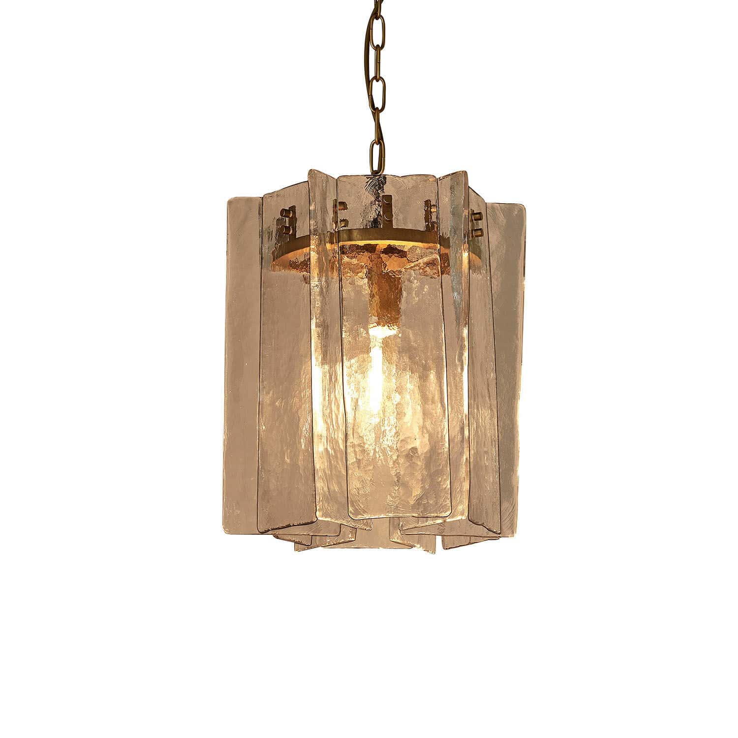 Hanglamp Loravia Hanglamp van helder glas met messing ketting, moderne binnenverlichting met warme uitstraling
