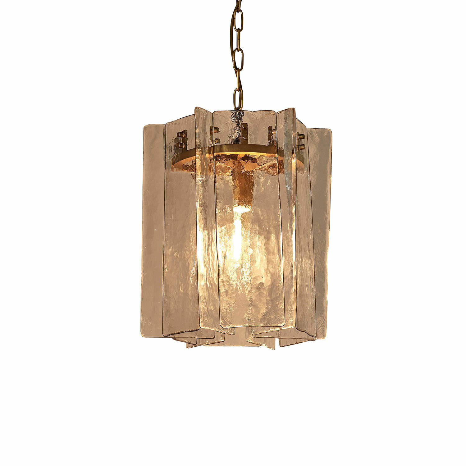 Hanglamp Loravia Hanglamp van helder glas met messing ketting, moderne binnenverlichting met warme uitstraling