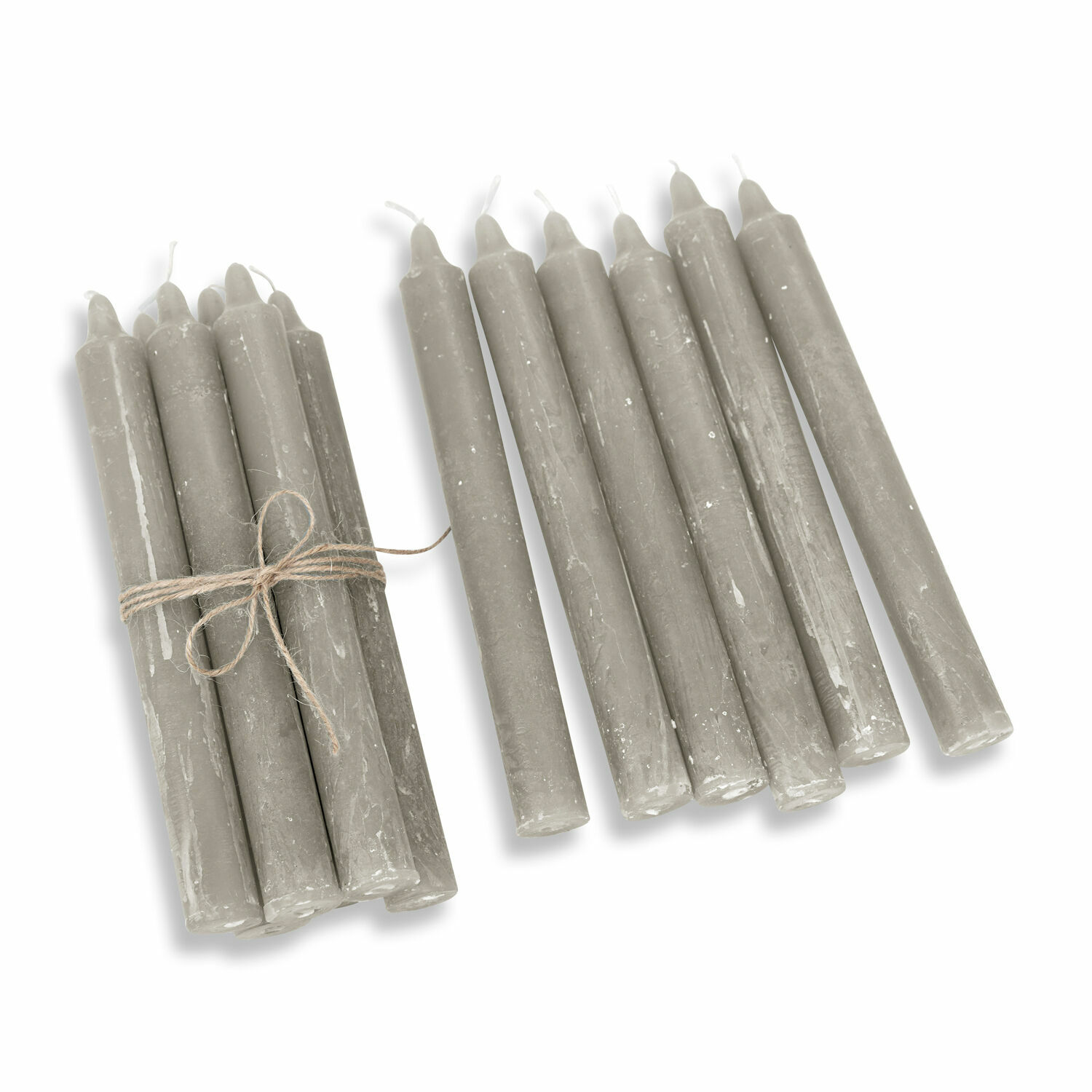 Kaars set van 12 Bauceau Set grijze stompkaarsen van was, decoratief woonaccessoire en sfeerverlichting
