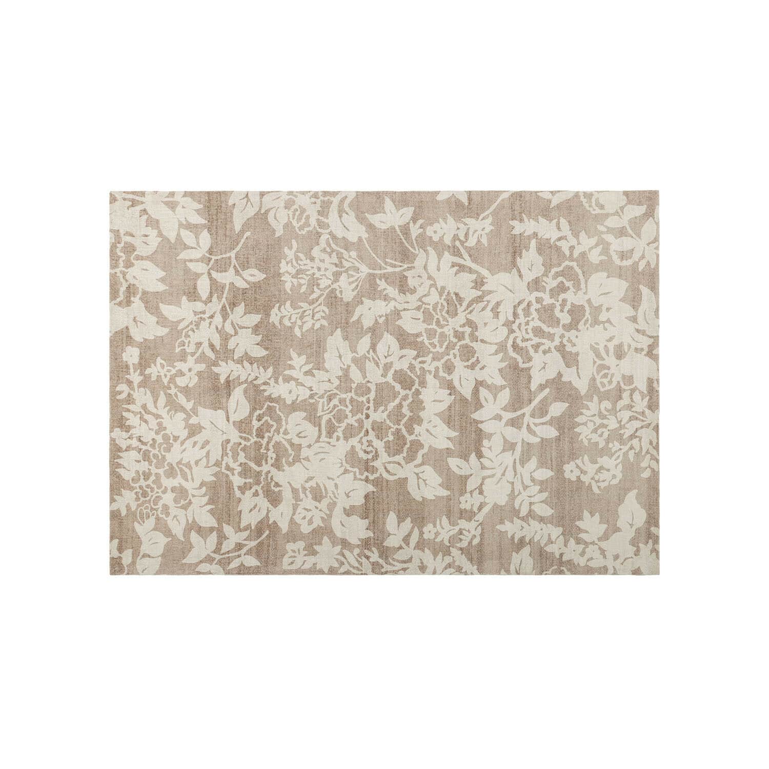 Vloerkleed Casamira Beige vloerkleed met licht bloemmotief, zacht materiaal voor sfeervolle woonkamer