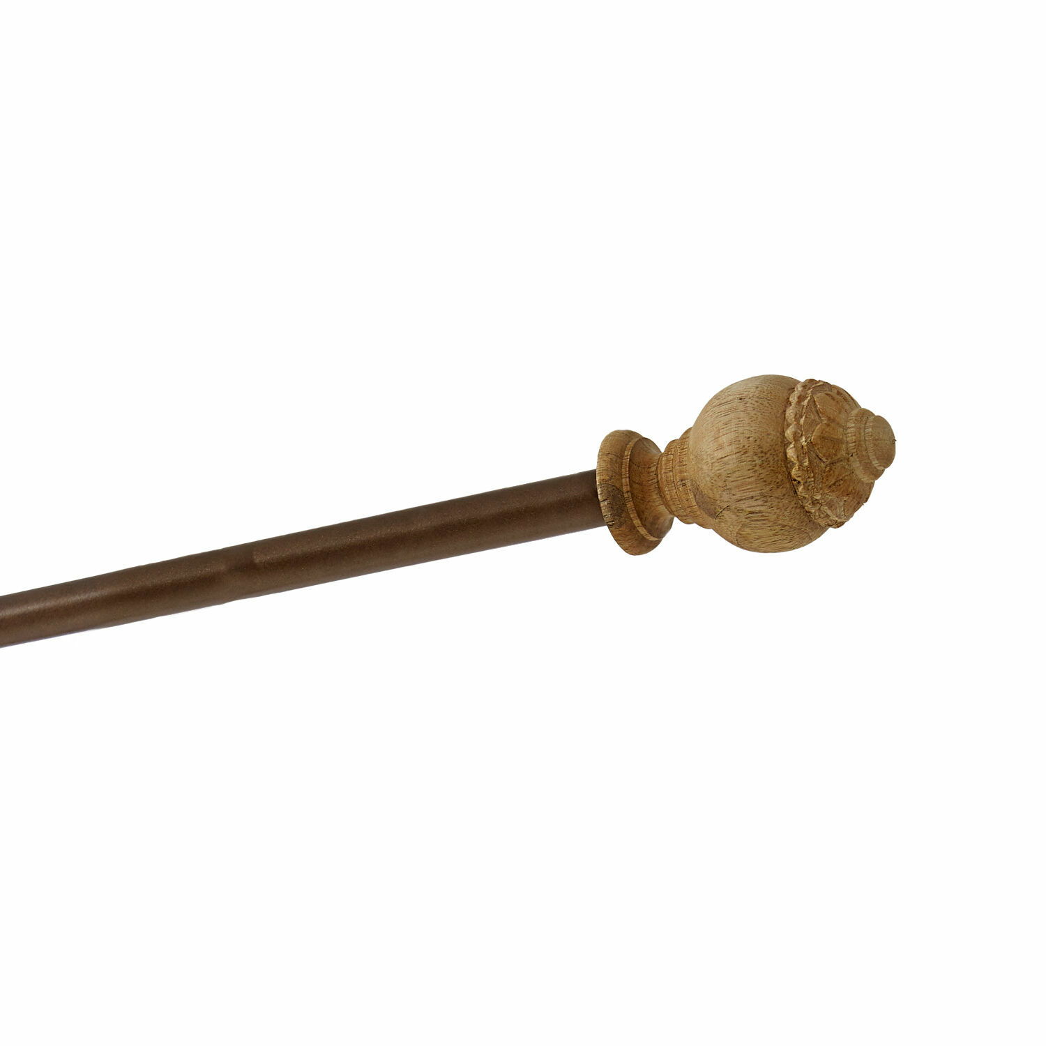 Gordijnroede Trangé Houten stok met gesneden, natuurlijk gekleurd uiteinde, decoratief woonaccessoire
