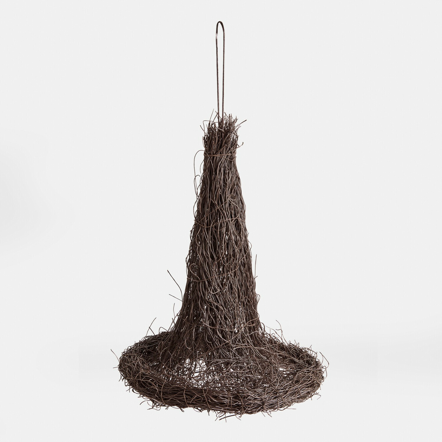 Chapeau décoratif Talmora Décoration suspendue en osier foncé en forme de cône avec base circulaire pour intérieur moderne