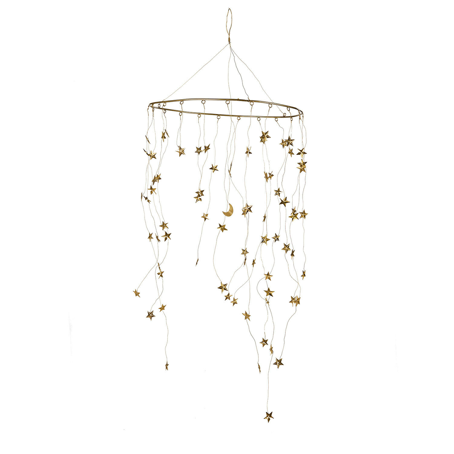 Mobile Starwhisper Decoratieve hangende mobiel van metaal met gouden sterren en maan, lichte binnenhuisdecoratie