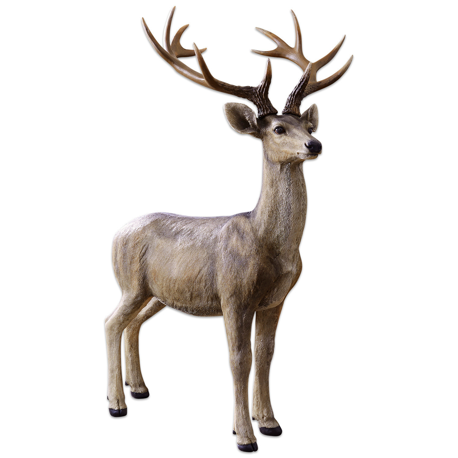 Décoration cerf Storm Sculpture décorative de cerf marron naturel pour intérieur et jardin