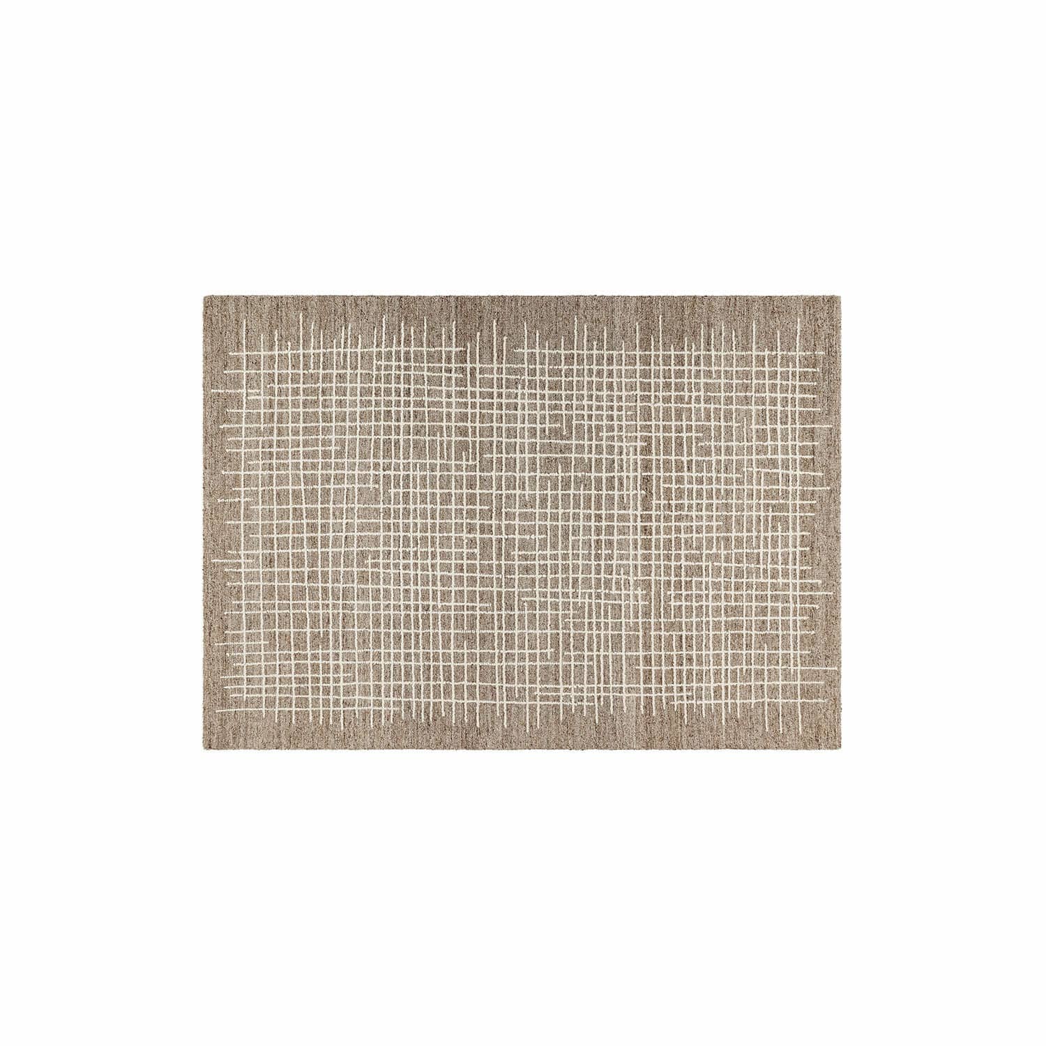 Tapis Iseralyn Tapis marron avec motif géométrique blanc en matériau naturel pour salon et chambre
